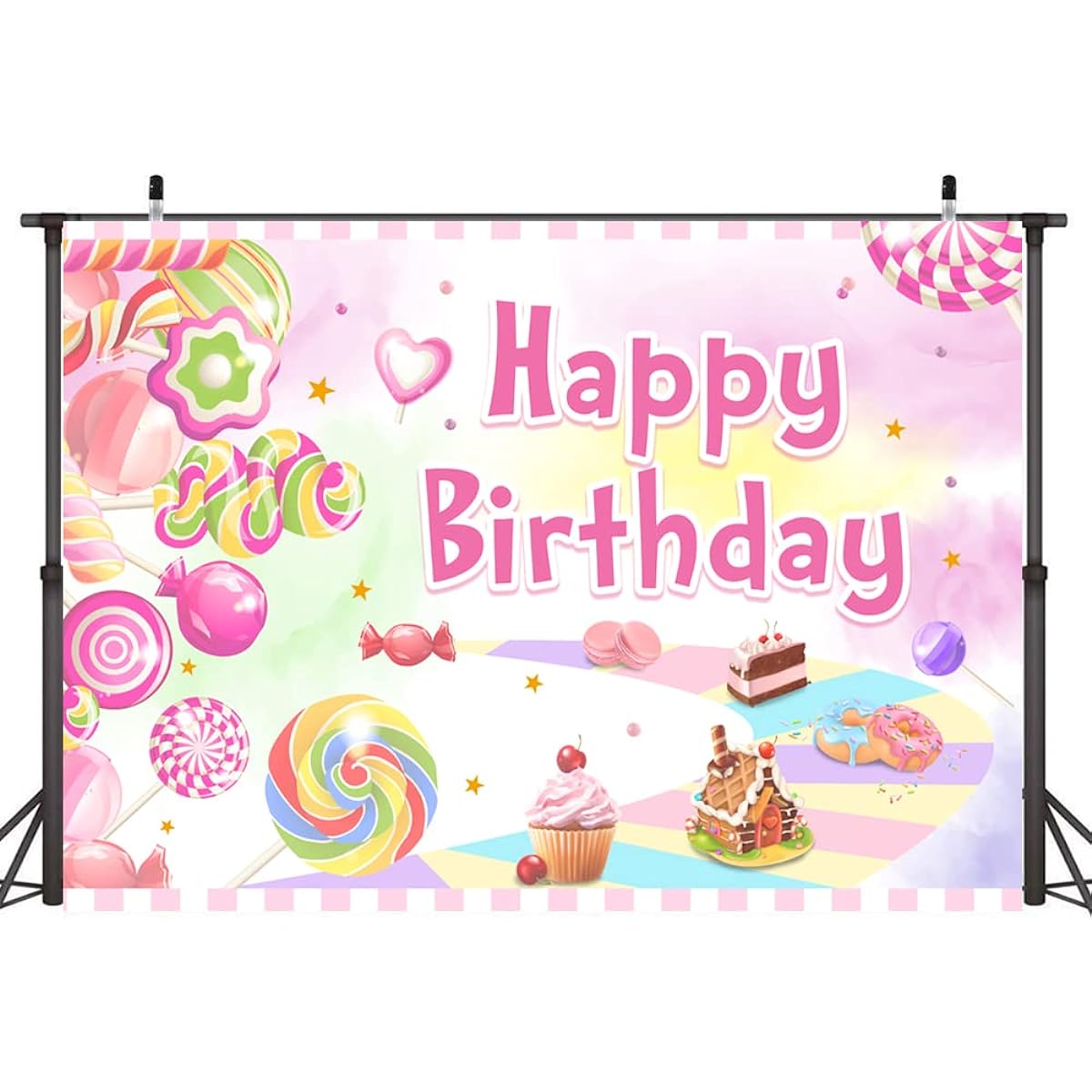 Ticuenicoa 7x5ft Candy Land Birthday Backdrop Cupcake Candy House Donut Sweets Kids Girls Birthday Party Banner Decorations Girls 1st 2nd Birthday Party Wall Banner Decoration