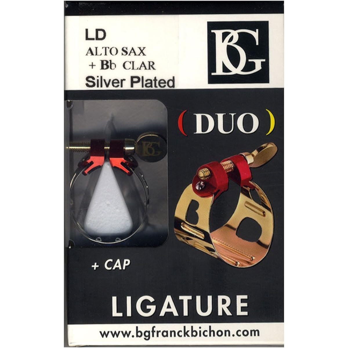 BG DUO Ligature for Clarinet Alto Saxophone Silver Plated LD