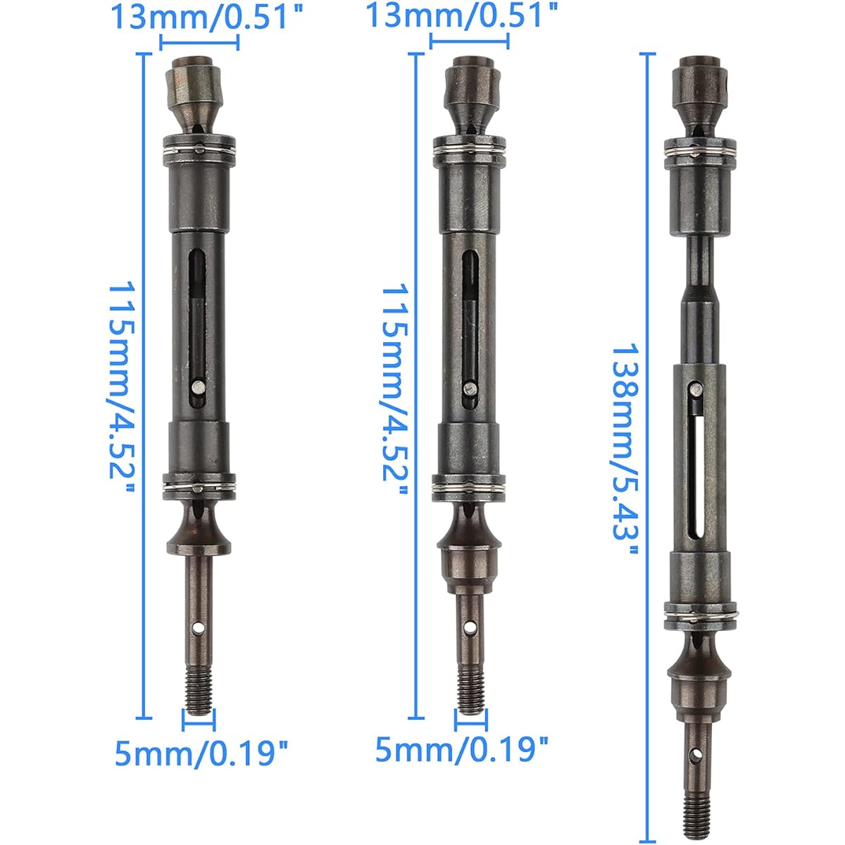 Newzoll 1/10 RC Car Metal Front & Rear Drive Shaft Transmission Axle Upgrade Parts for TRAXXAS Slash CVD HQ727 Short Truck 4 Pack