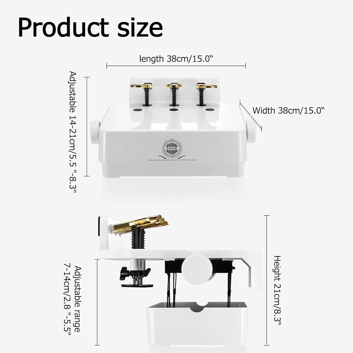 Buhelyc Piano Pedal Extender, Piano Auxiliary Pedal, Uses 3 Pedals, Adjustable Height, Stable, For 4-12 Years Old Kids, Load Capacity 30 kg, Easy to Install, White