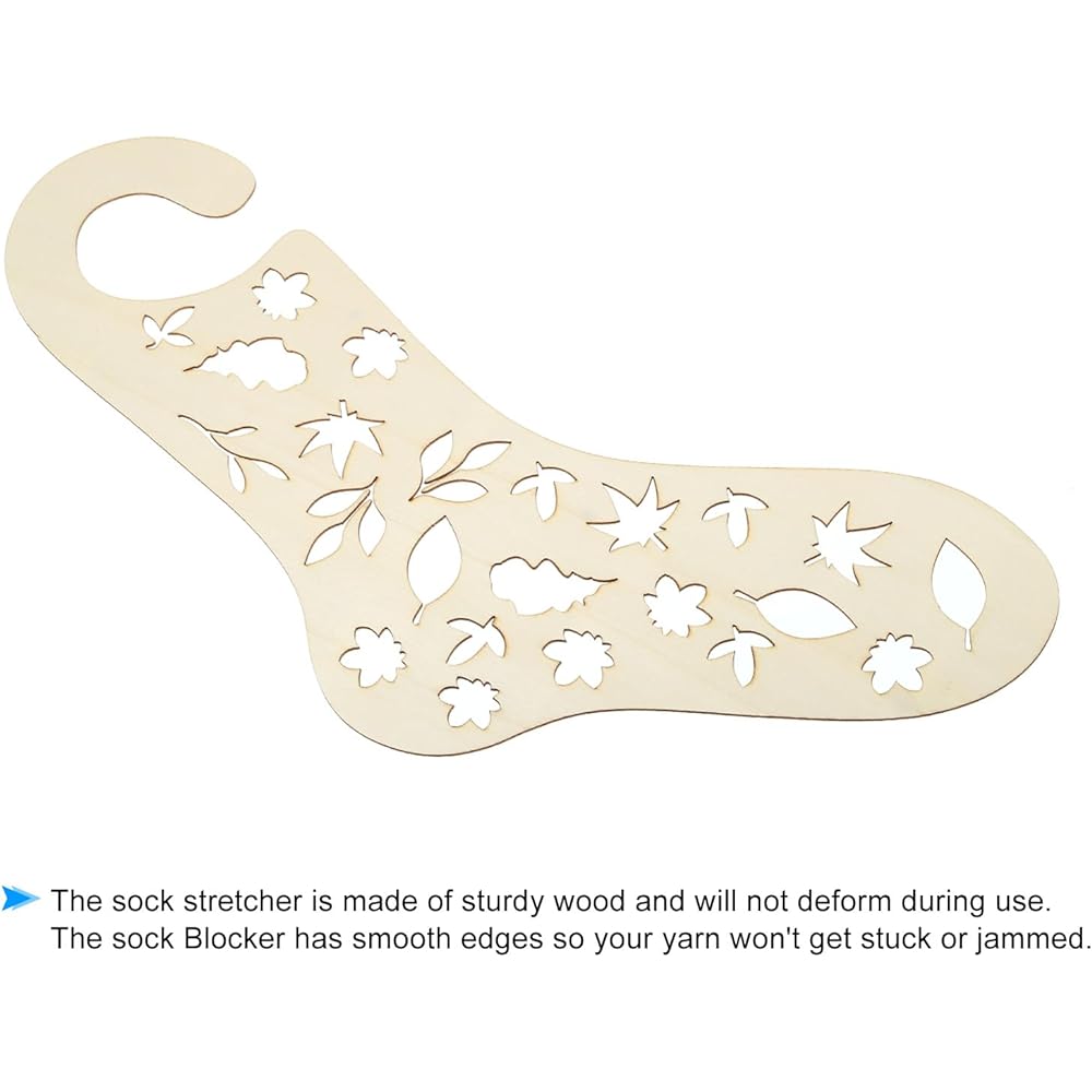 PATIKIL Sock Blocker 1 Pair Sock Blocker Wooden Stretcher Big Small Funny DIY Knit Crochet Socks Leaf