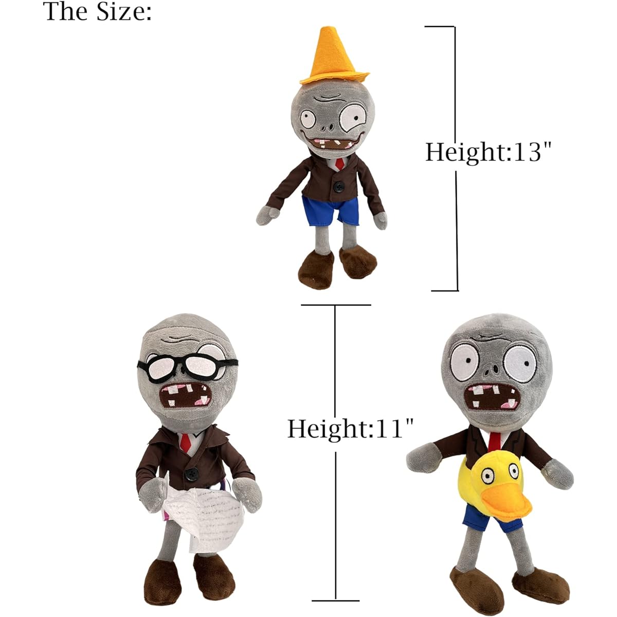 Dyharnsty Plants vs Zombies Plush Zombie Set Ducky Zombie Newspaper Zombie & Conehead Zombie Soft Figure Doll Plants vs Zombies Toy PVZ Plush 1 2 Birthday Party Halloween Christmas