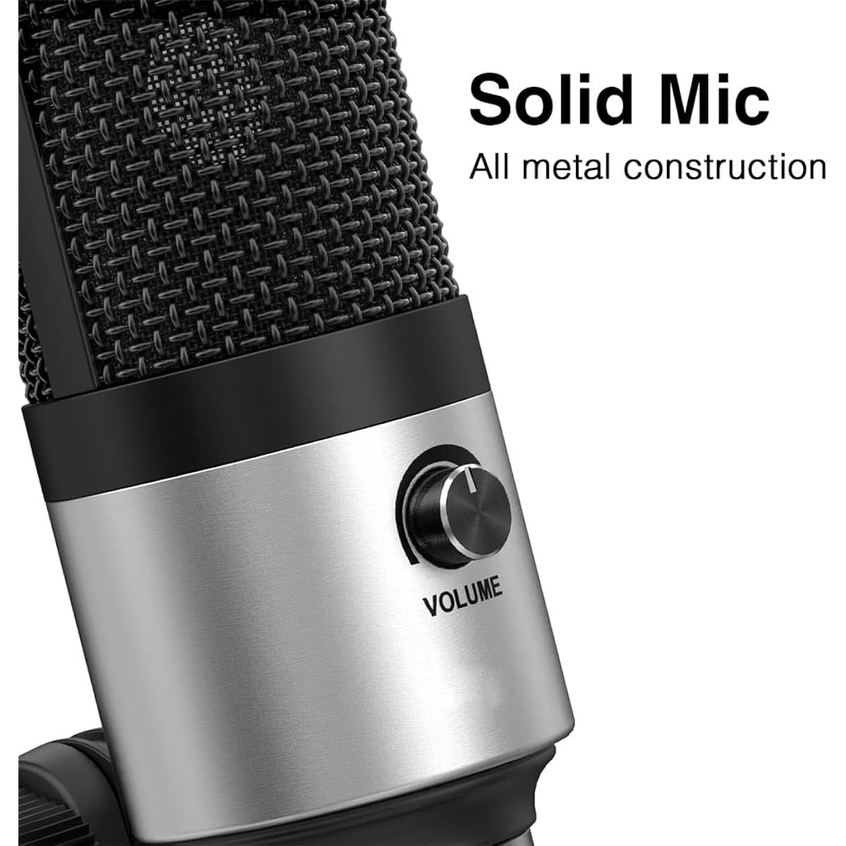 Microphone, Metal Computer Microphone USB Kit with Volume Knob, Perfect for Video Recording and Dubbing Microphone (A, Size)