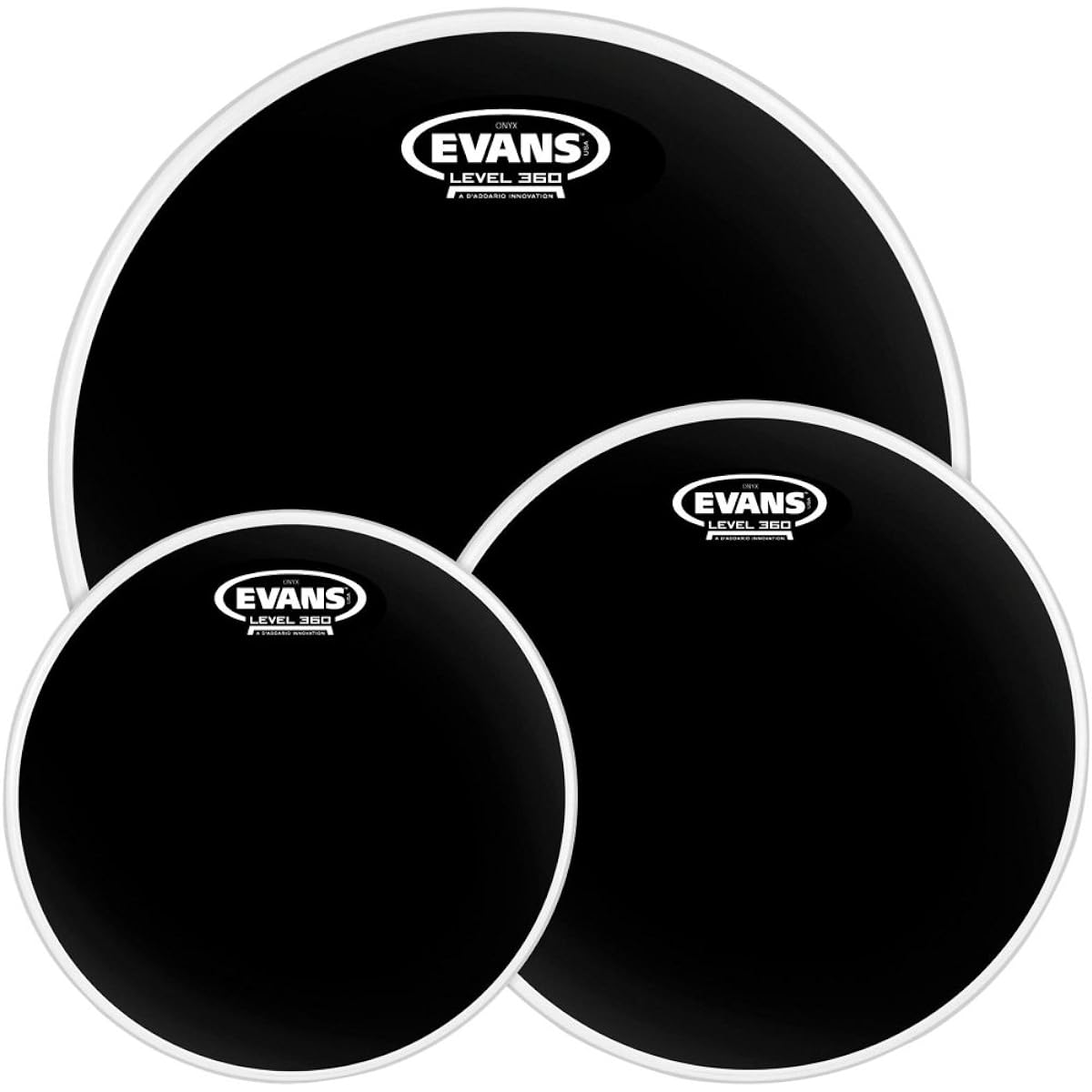 Evans Black Chrome Tom Pack 10" 12" 16" Batter Head