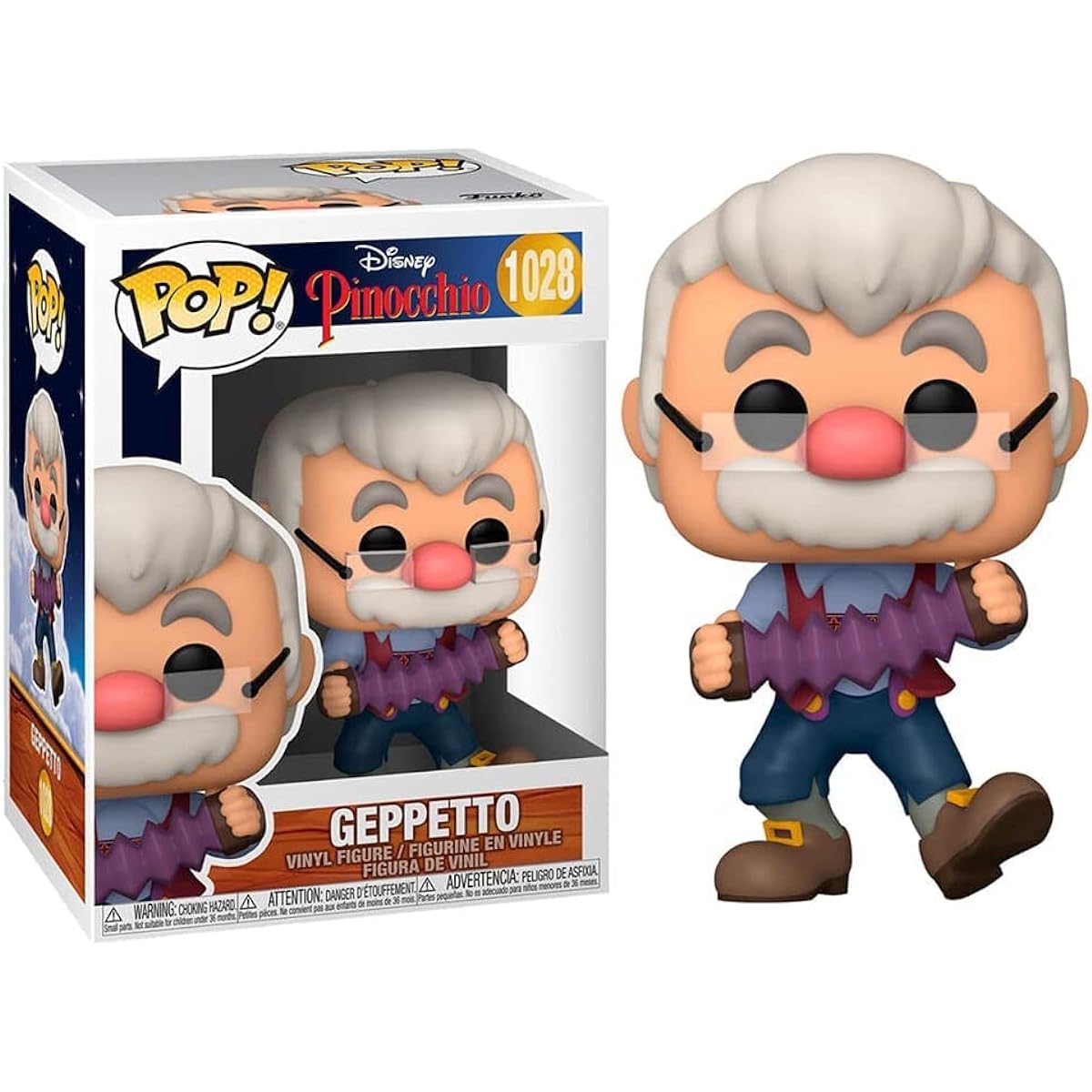 Disney: Pinocchio - Gepetto with Accordion Funko Pop! Vinyl Figure (Compatible Pop Box Protector Case Included)