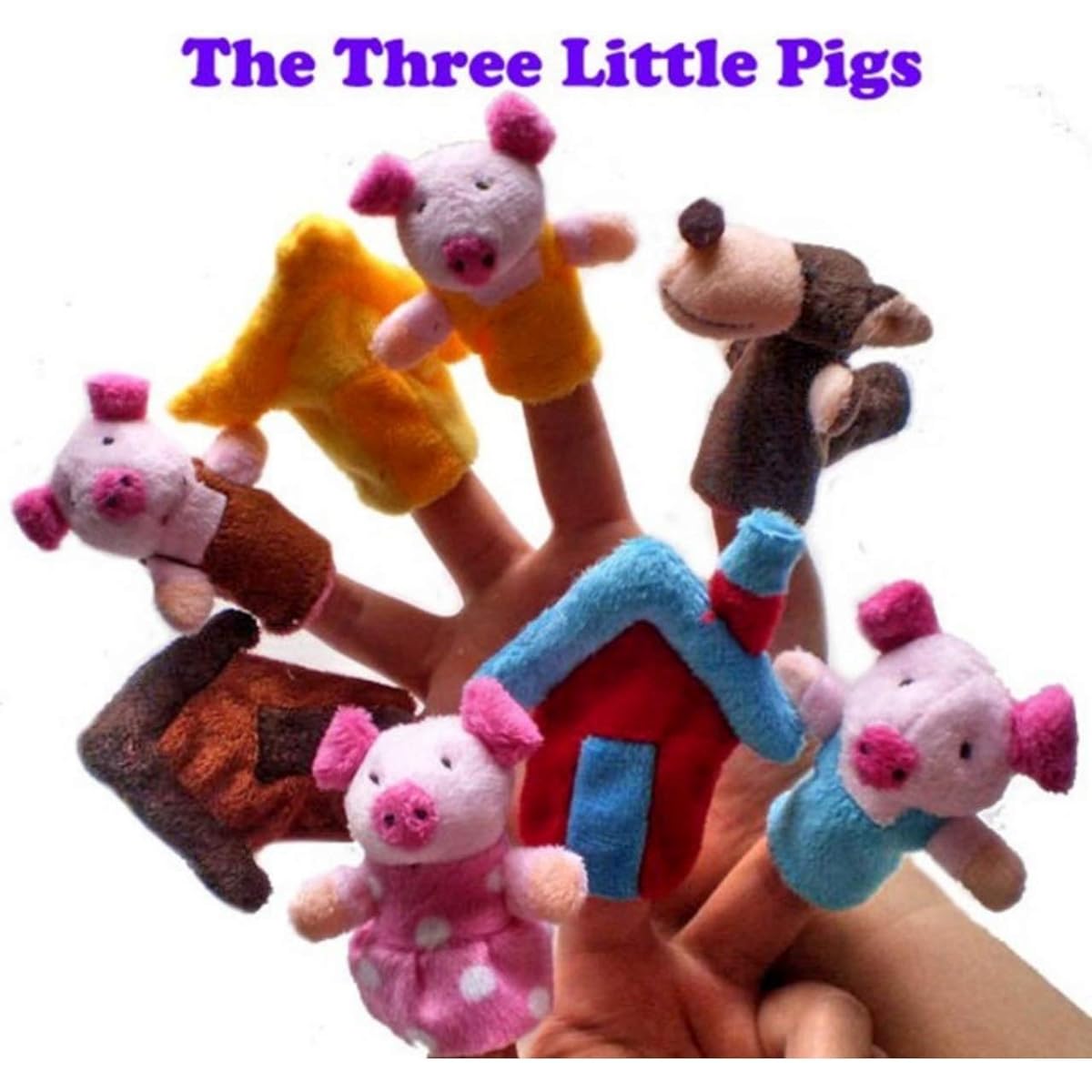 exitora Finger Puppets Fairy Tale Set Series Picture Book Educational Toys Characters Animals Three Little Pigs