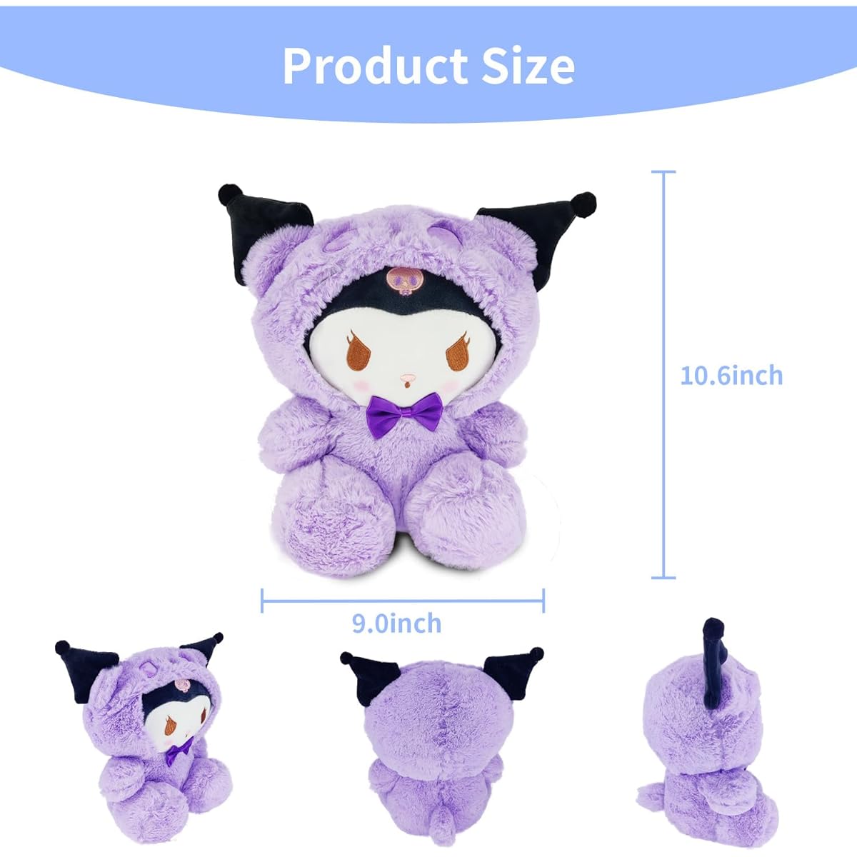WSHLLLFC Cute Kuromi Plush Toy Cute Kuromi Toy Anime Soft Doll Toy Birthday Holiday for Girls and Girl Fans (D)