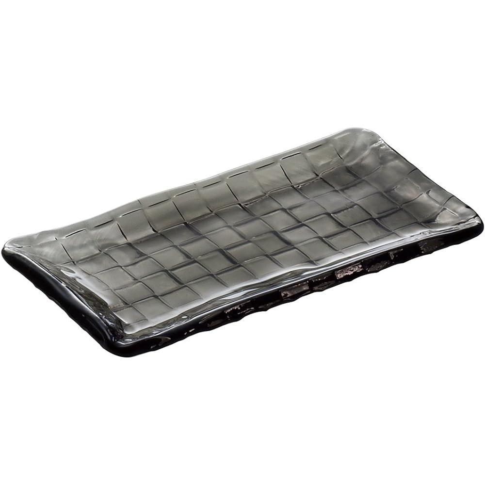 Adelia Glass Plate Smoke Maximum 23 x 18 x Height 1.6 cm Rectangle Plate Set of 3 Made in Japan F-49720
