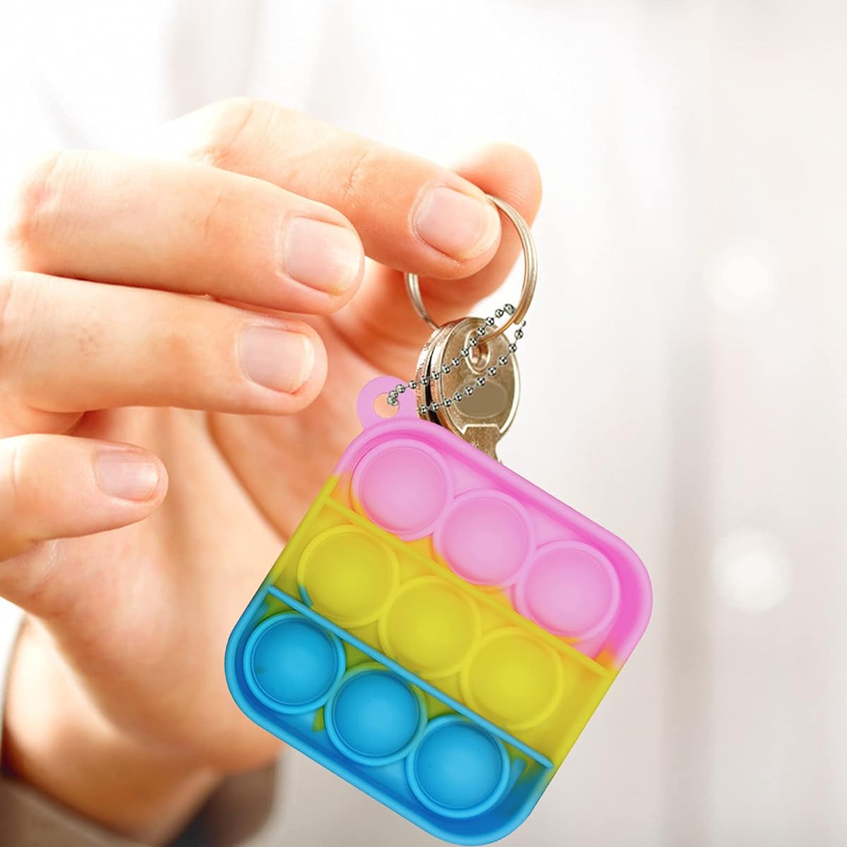 120pcs Mini Pop Bubble Fidget Toys Silicone Keychains Small Pops Bulk Party Favors Classroom Giveaways Reliever Hand Toys Goodie Bag Stuffers Halloween Christmas Birthday Gifts for Kids/Students