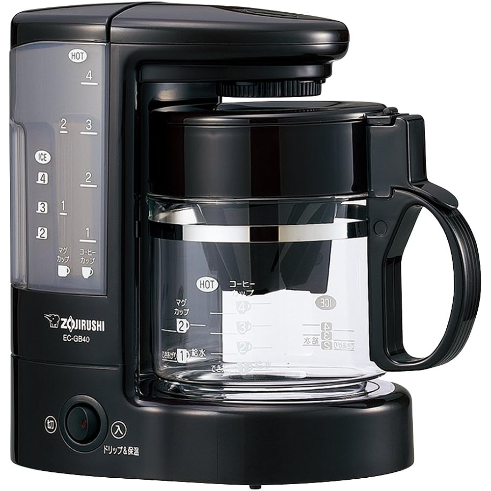 Zojirushi Coffee Maker 4-Cup Glass Container Removable and Washable Water Tank Paper Filter Coffee Pass Dark Brown EC-GB40-TD