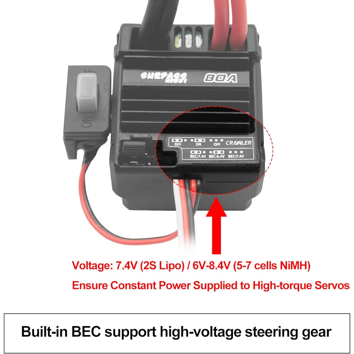 OGRC 550 21T Brushed Motor and 80A ESC Set with T-XT60 Converter Adapter for 1/10 RC Crawler Car Traxxas Trx4 Ford Bronco Trx6 Axial SCX10 II III Redcat Gen7 Gen8 V2 RC4WD D90 (T Plug)