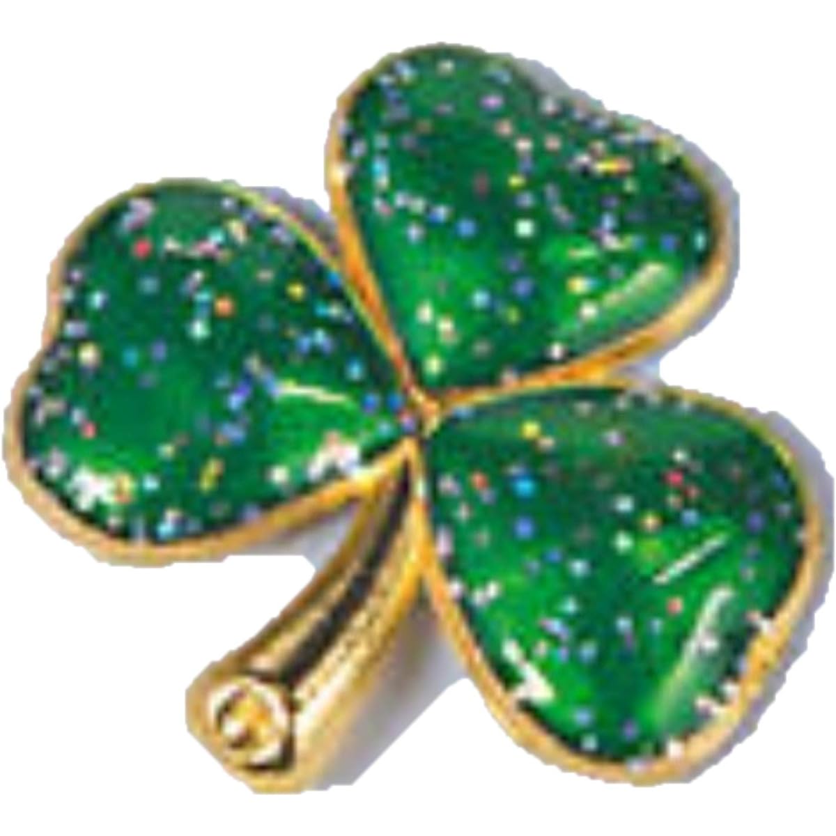 Green Metal Glitter Shamrock Lapel Pins Bulk (72 pcs) St. Patrick's Day Favors