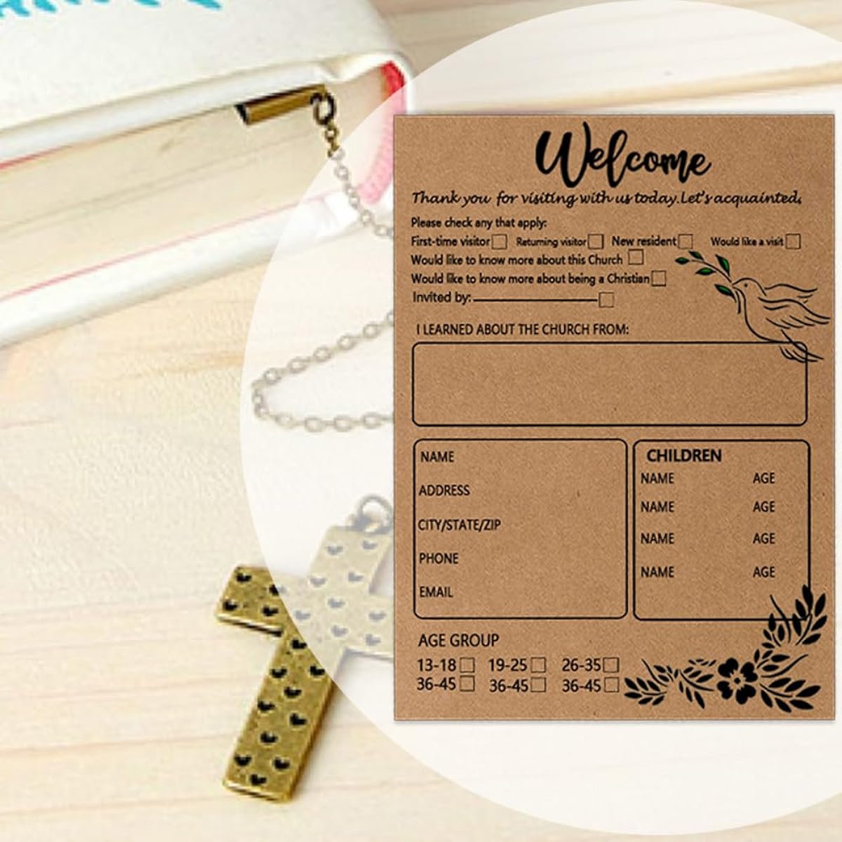 Besttile Church Visitor Welcome Cards 4x6 Inch Church Connection Cards Church Greetings Prayer 50 Cards per Pack