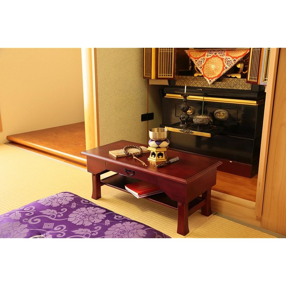 Osmak Sutra Desk, Writing Desk, Offering Table, Memorial Table, Sutra Copying Desk, Drawer, Folding, Compact, Made of Paulownia, Width 60cm, Brown SXDX-600BR