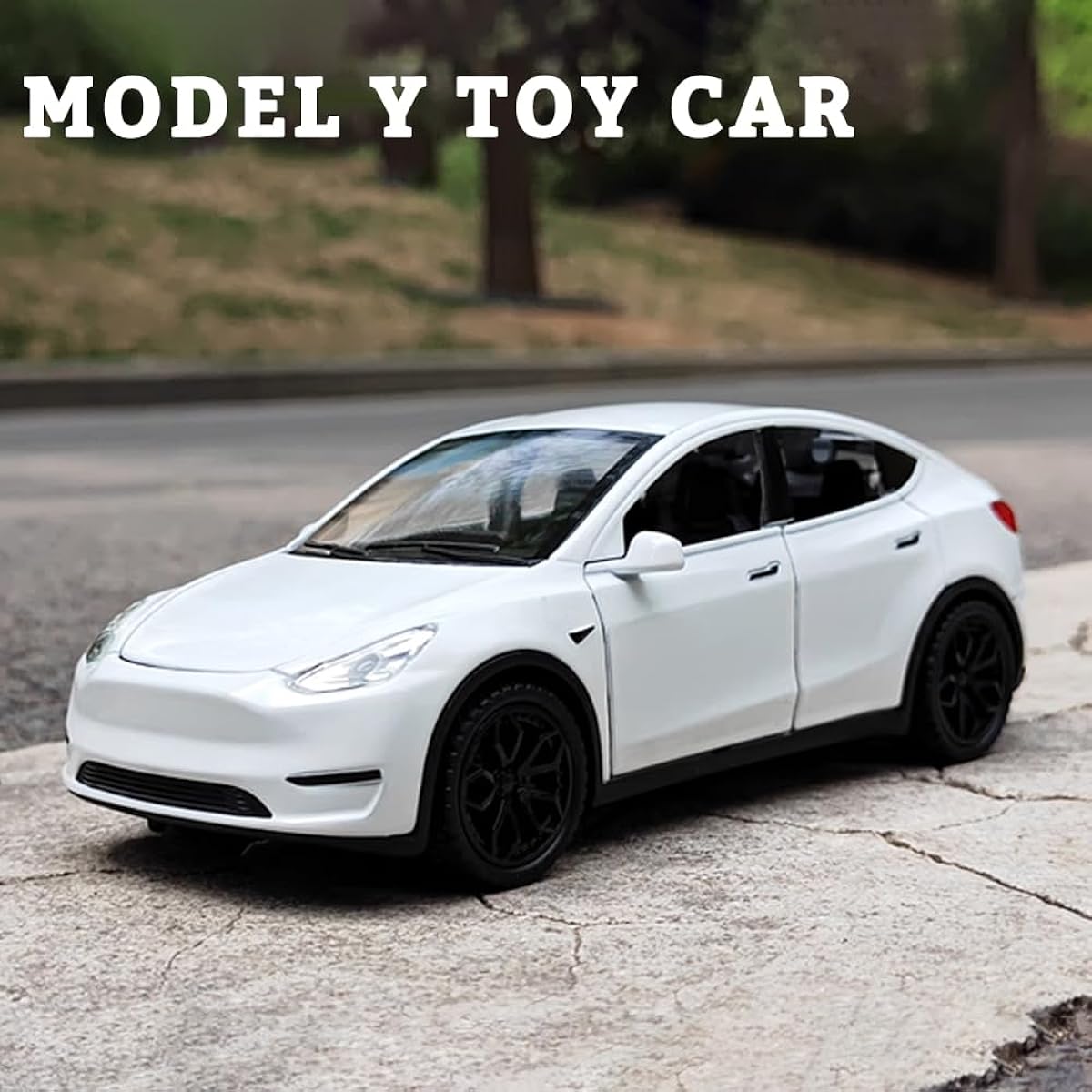 1/32 Scale Diecast Car Model for Tesla Model Y, Zinc Alloy Model Y Toy Car Pull Back Vehicle with Sound and Lights, Model Y Car Replica Toy for Collectors & Kids Ages 3+, Birthday Gift