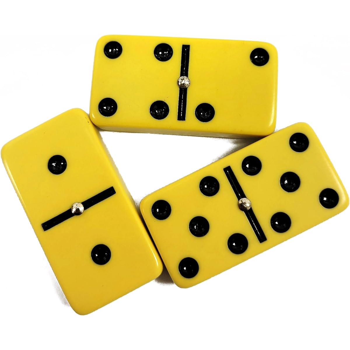 Domino Double Six 6 Yellow Tiles Jumbo Tournament Professional Size with Spinners in Black Elegant Velvet Bag