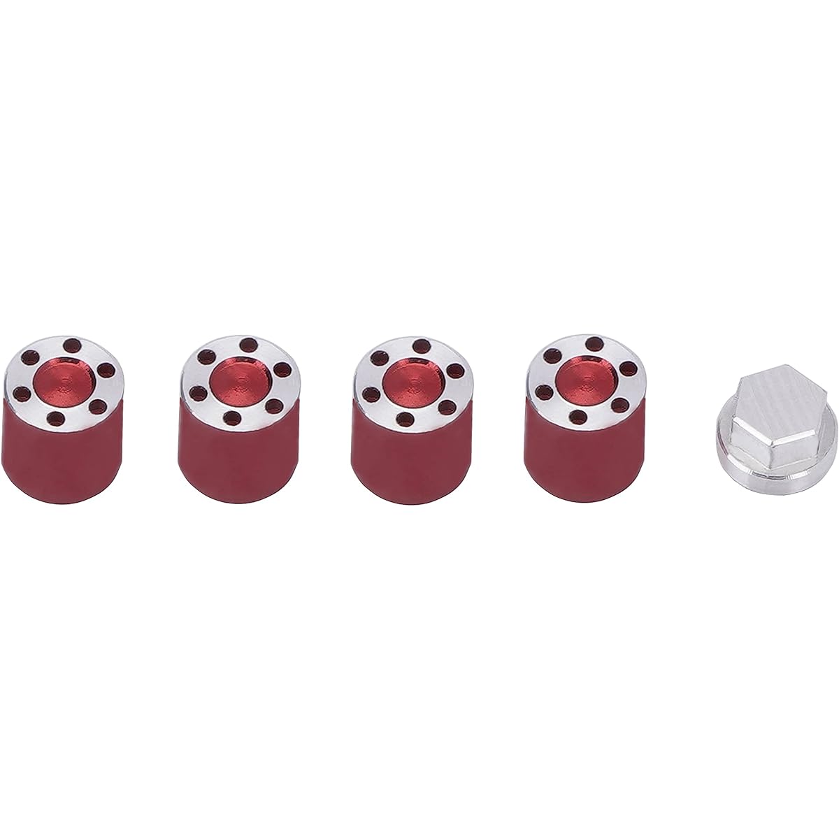DJX Aluminum M2 Center Lock Nuts Metal Wheel Caps Lug Nuts for Axial SCX24 AXI90081 AXI0004 Jeep C10 Upgrade 1/24 RC Crawler Car (Red) 4pcs