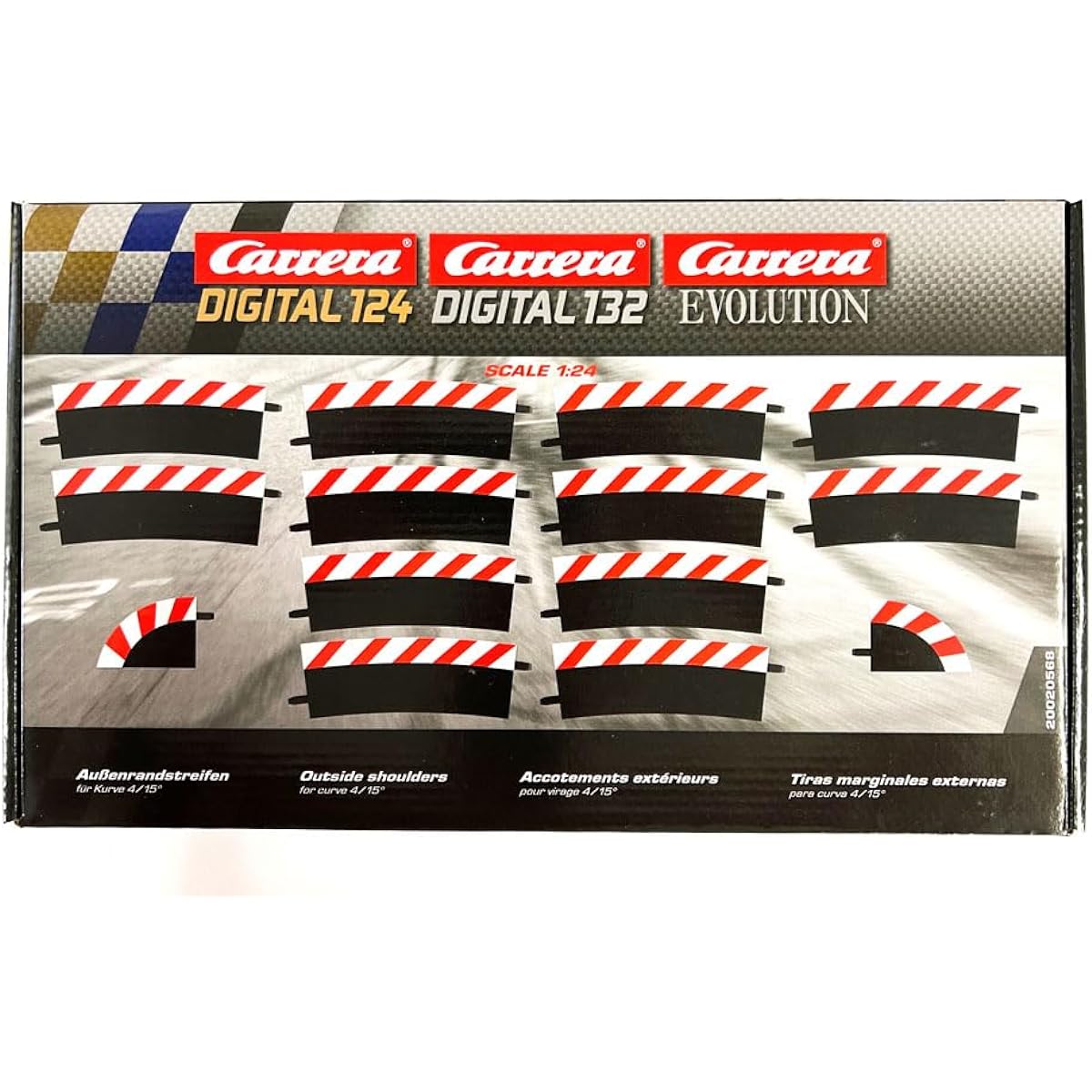 Carrera - track and accessory for circuit - 20020568 - 1/24 and 1/32 - Carrera Evolution - Carrera Digital 132 and 124 - External edges for 4/15° curves (12), end caps (2)