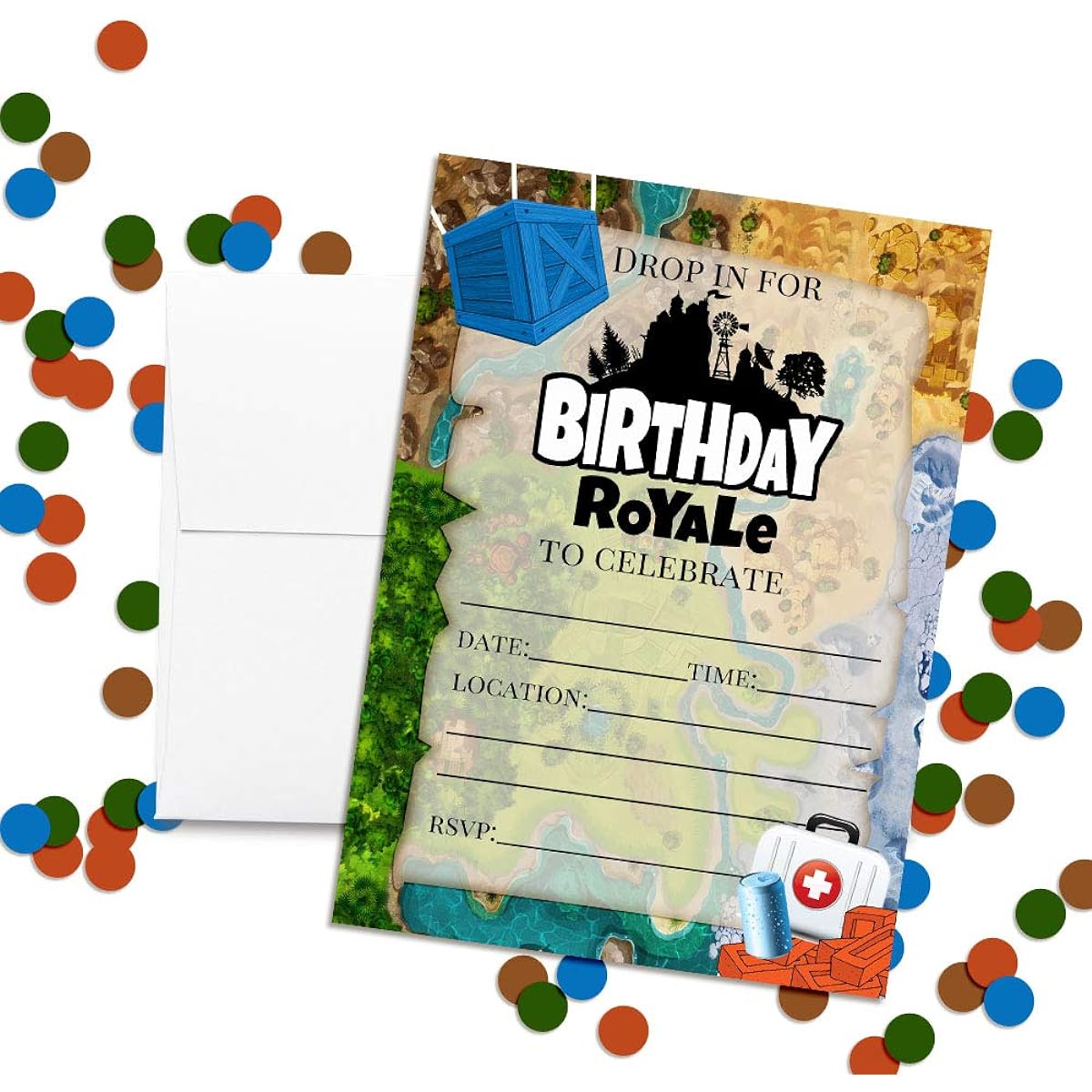 AmandaCreation Video Game Birthday Party Invitations - 20 5"x7" fill-in cards, 20 white envelopes included