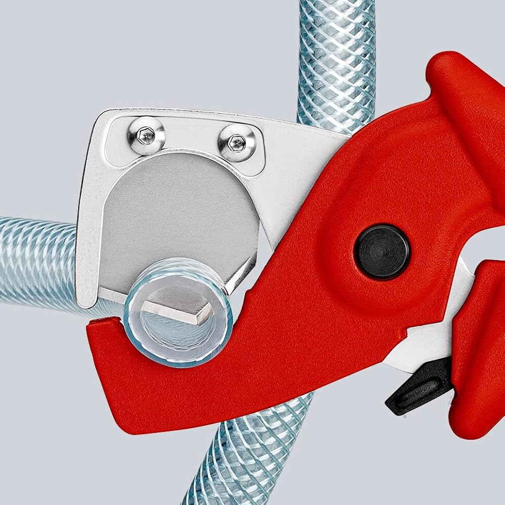 KNIPEX Plastic pipe cutter for cutting plastic pipes and rubber hoses, total length 185mm 9020-185SB