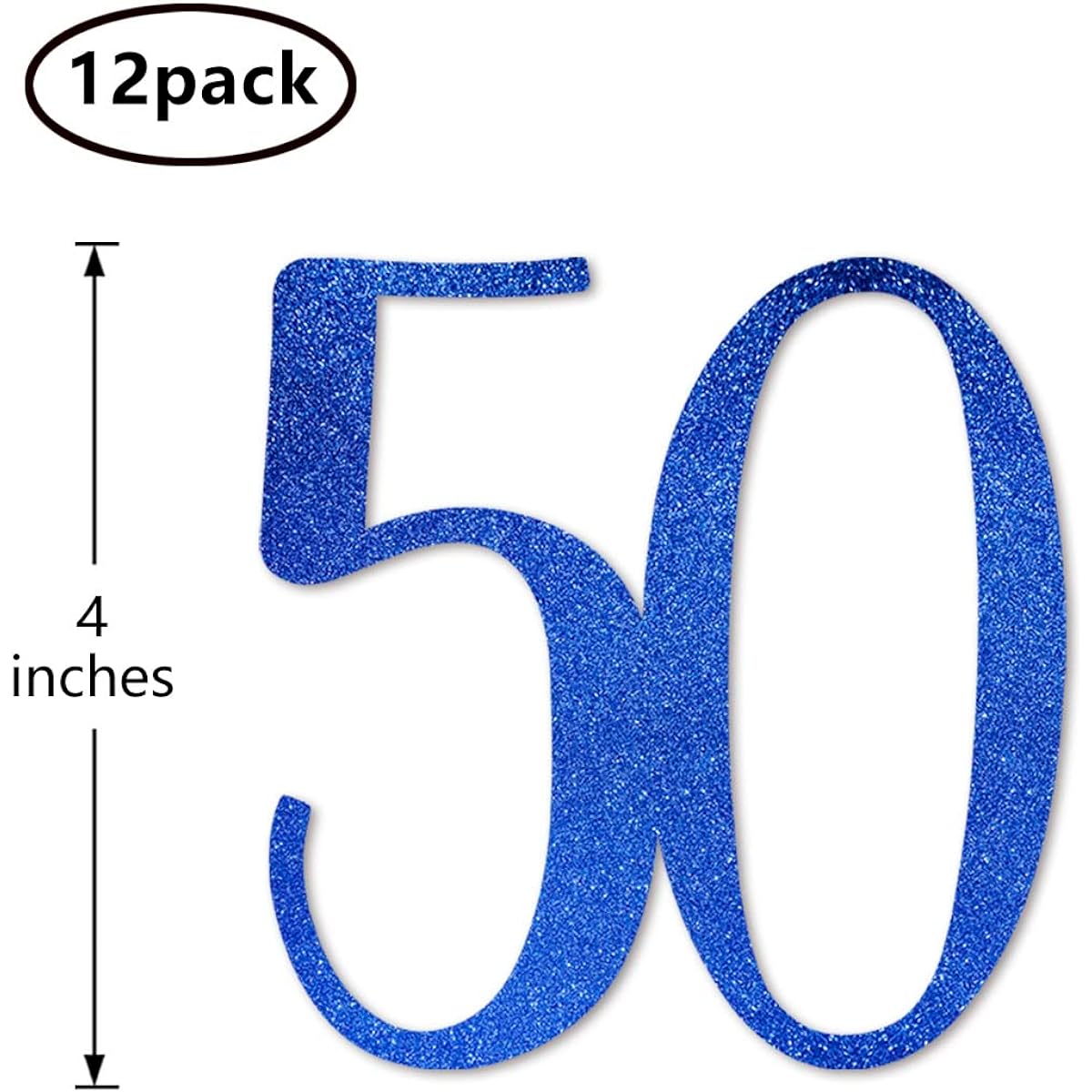 Blue Glitter 50th Birthday Centerpiece Sticks 12 Pack Number 50 Table Topper Anniversary Party Decorations