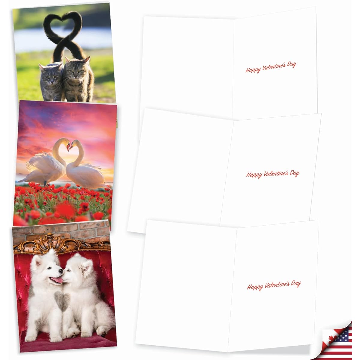 The Best Card Company Loving Animals - 20 Boxed Valentine's Day Note Cards with Envelopes (4 x 5.12 inches) - Heart-Shaped Wild Animals AM3504VDG-B2x10