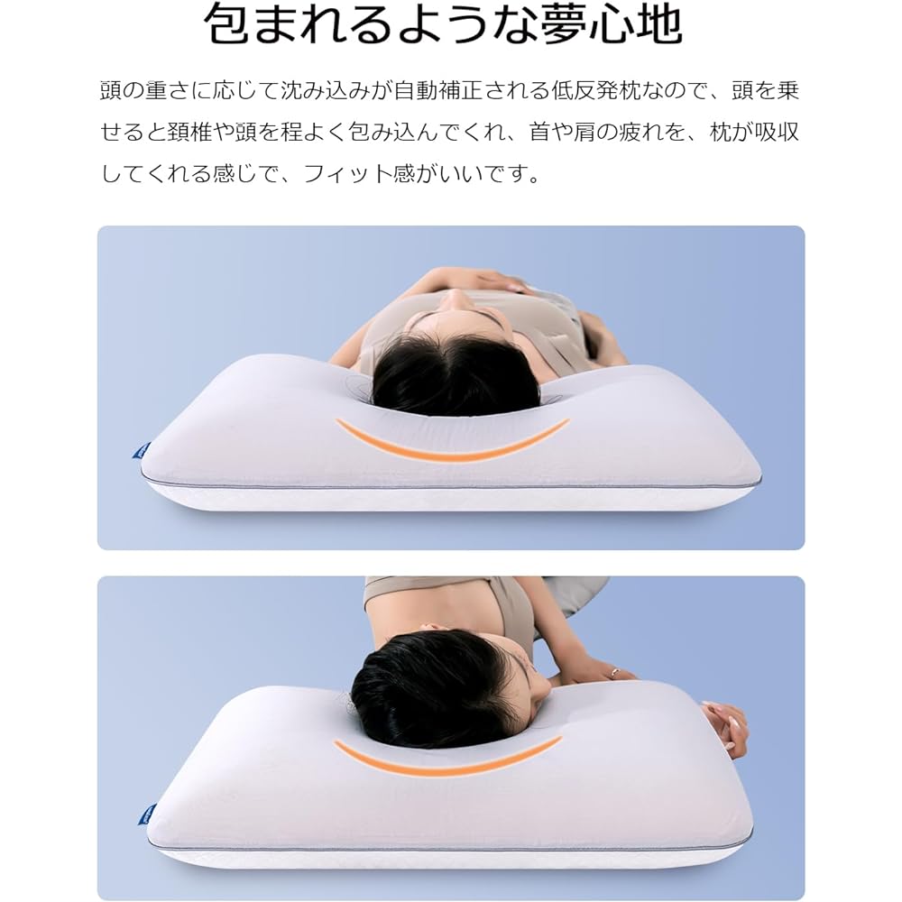 Memory foam pillow, high, firm and soft dual-layer pillow, hotel pillow, large, pillow that won't hurt your neck, side sleeping pillow, easy to turn over, 2-way cover, width 62cm x depth 43cm x height 12cm Sunrising Bedding
