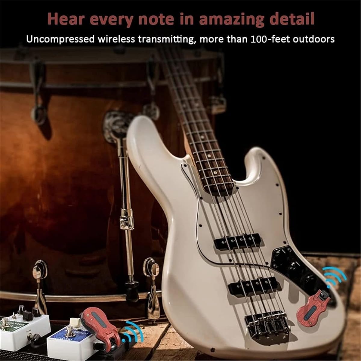 Wireless Guitar System 5.8GHz wireless guitar system Built-in rechargeable battery 300ft transmission range