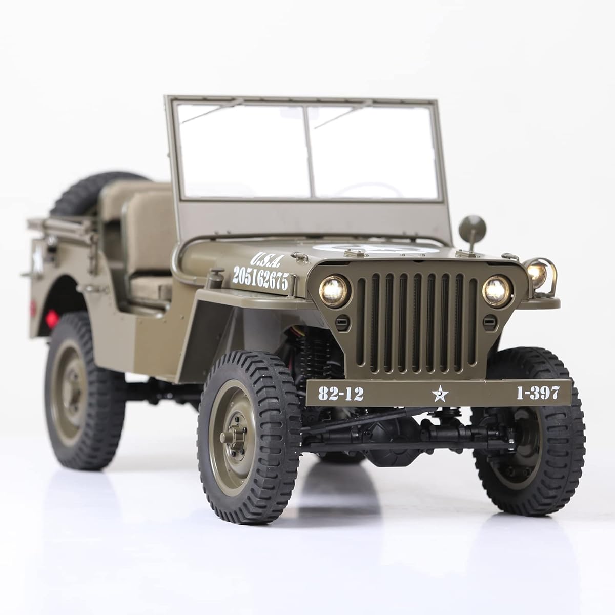 WOWRC RocHobby 1/6 1941 MB Scaler RC Car 4x4 Hobby Grade RC Car Mini RC Rock Crawler Military, 2.4Ghz RC Truck with 550 Brushed Motor, LED Lights for Adults, No Battery and Charger
