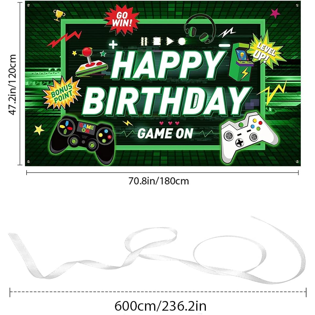 Video Game Backdrop Party Supplies Happy Birthday Banner Game Theme Party Photo Background Kids Boys Birthday Party Decorations