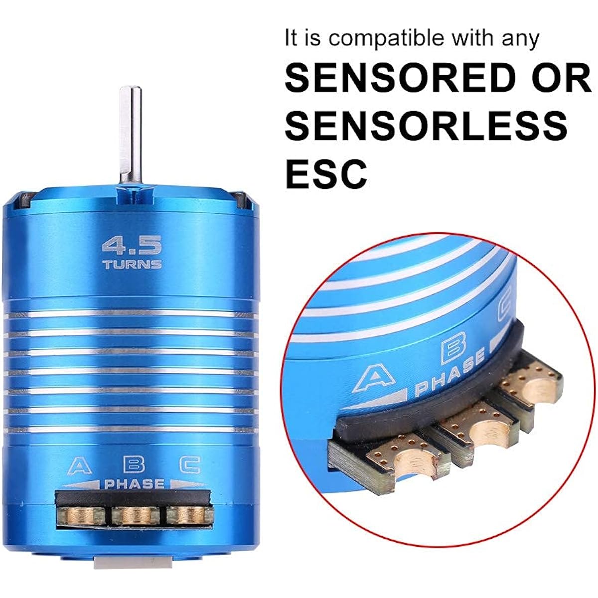 Brushless Motor RC Car Motor 1/10 Brushless Motor with Cable 2 Pole 540 4.5T/13.5T Sensor Brushless Motor RC Parts 1/10 Remote Control Car Accessories Parts (4.5T)