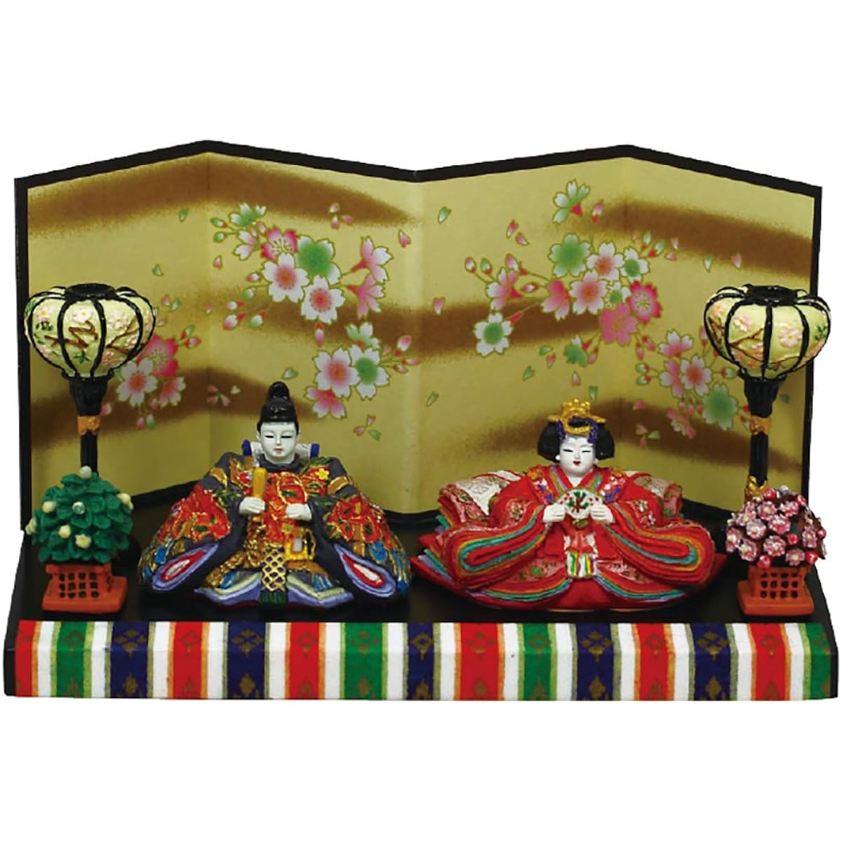 Hina dolls, miniature dolls, Dairi-hina Yamato small dolls with snow lanterns, objects, ornaments, works of art, Hinamatsuri, Hina dolls, Dairi-hina dolls, three court ladies, Peach Festival, plum blossoms, season spring