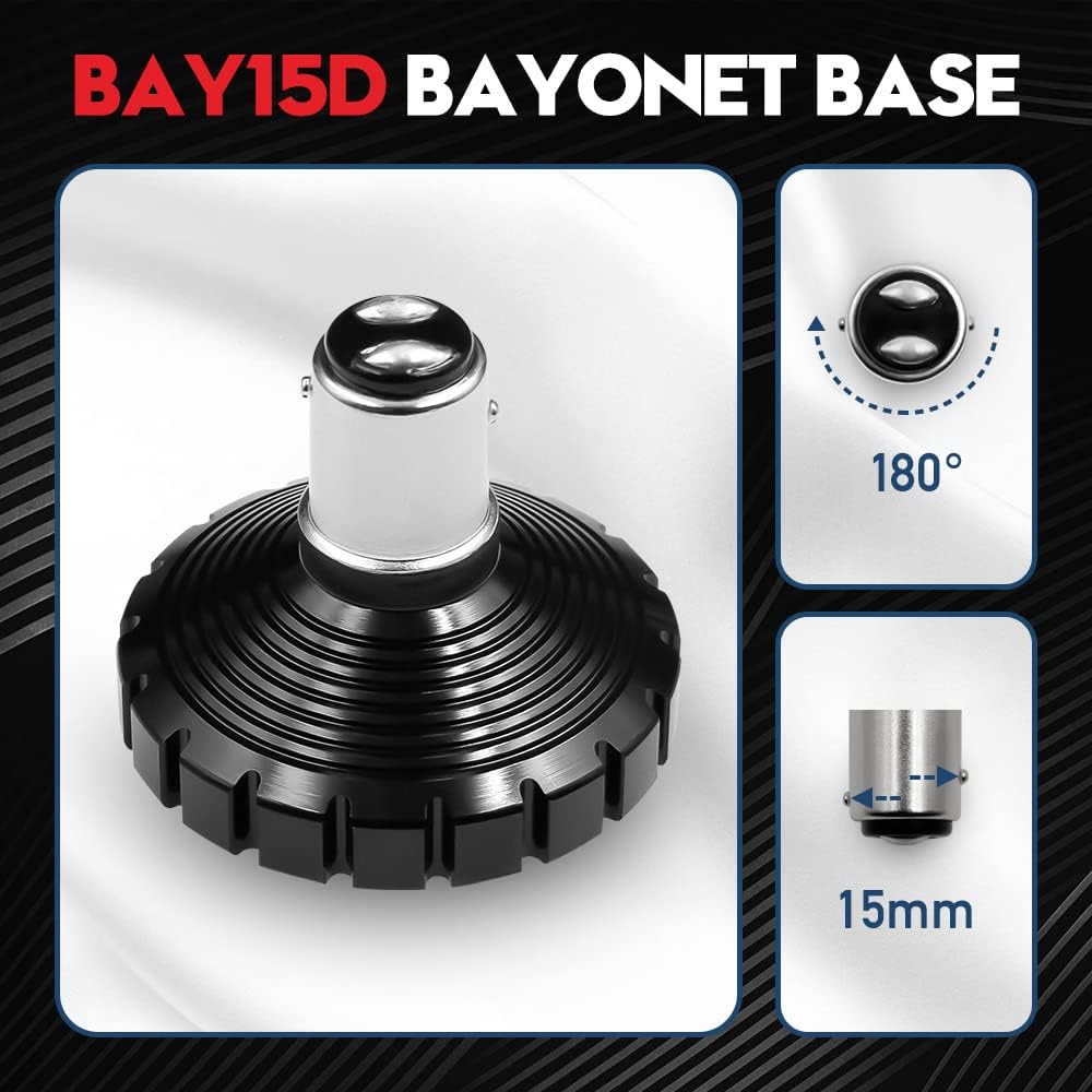 VehiCode 1157 Harley LED Bulb (Red) Kit - 2357 2057 7528 BAY15D Dual Contact Replacement Motorcycle Harley-Davidson Front/Rear Turn Signal Tail Brake Stop Lamp Bullet Light (Pack of 2)