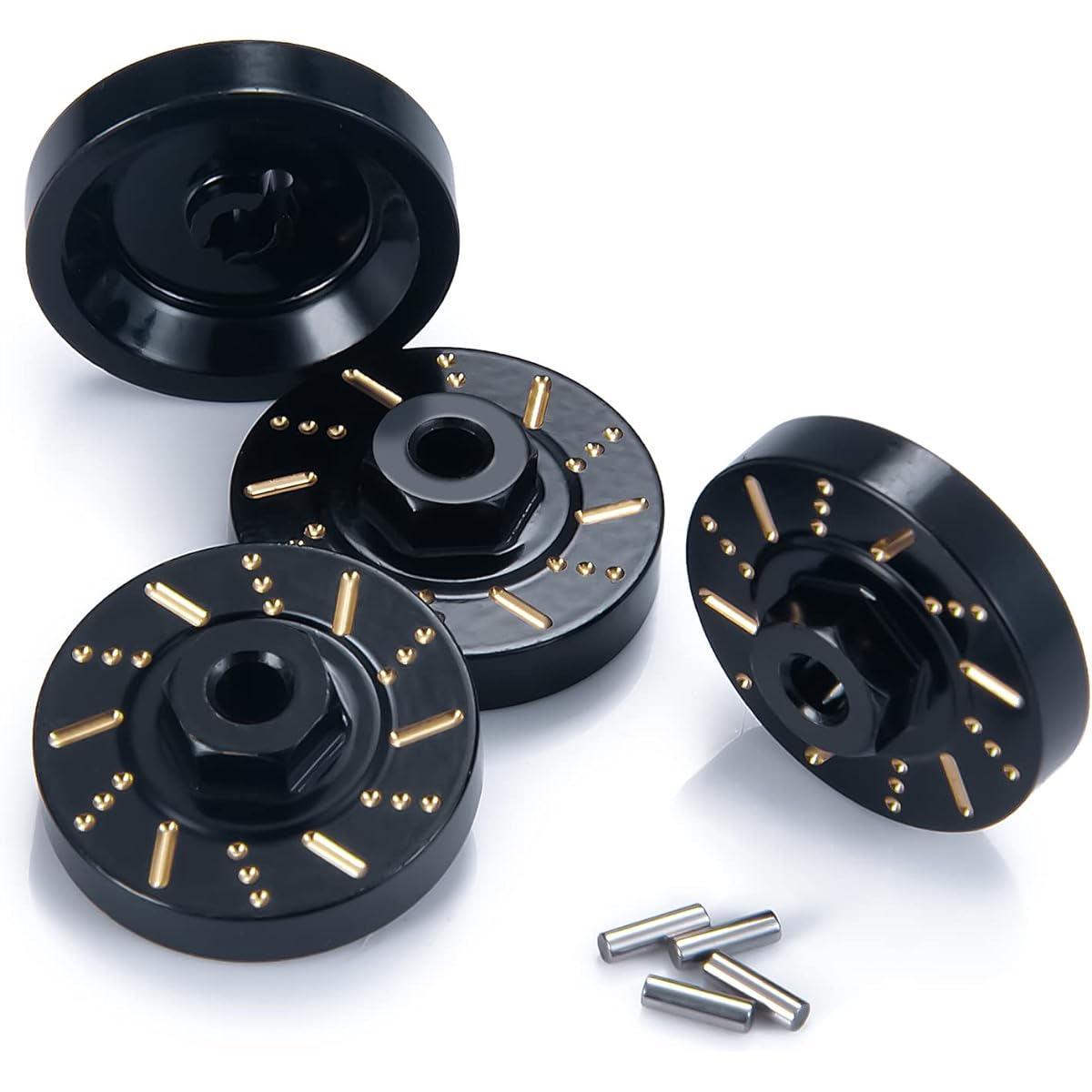 RC-Hub 4 Pieces Black Wheel Weight Hex Adapter Brass Wheel Hub for 1/24 Axis SCX24 AXI90081 AXI00001 AXI0002 AXI0005 AXI0006 RC Crawler Car