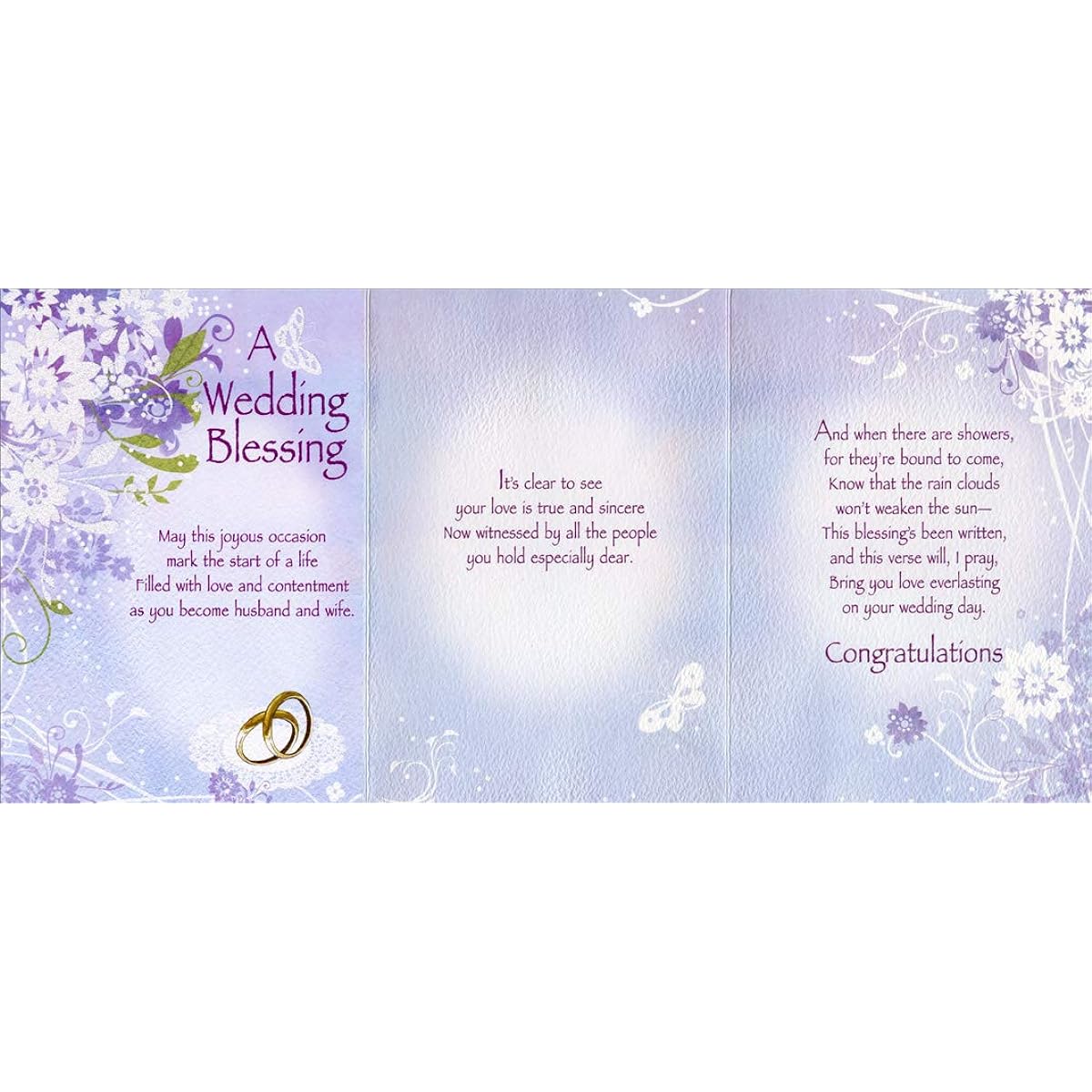 Designer Greetings A Wedding Blessing: Purple and White Flowers Religious Wedding Congratulations Card