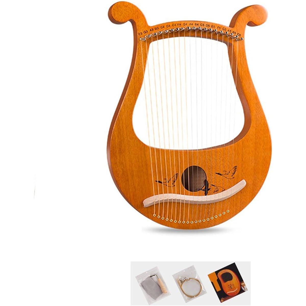 WowZza 19 String Lyre Harp Instrument with Spare String Tuning Wrench Lyra Harp/5