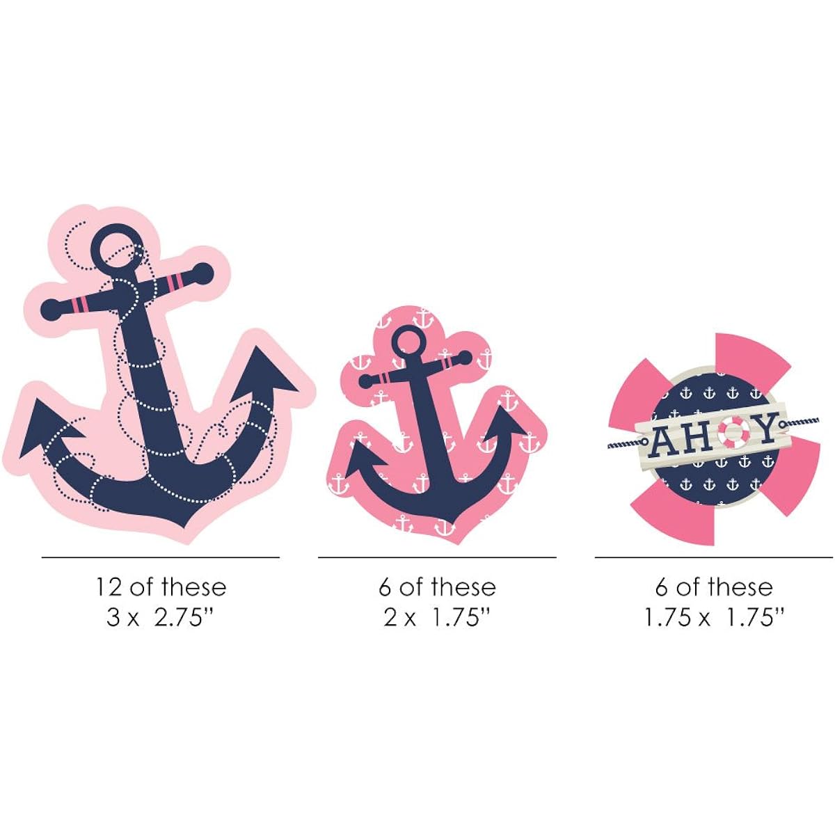 Big Dot of Happiness Ahoy - Nautical Girl - DIY Baby Shower or Birthday Party Cutouts - 24 Pieces