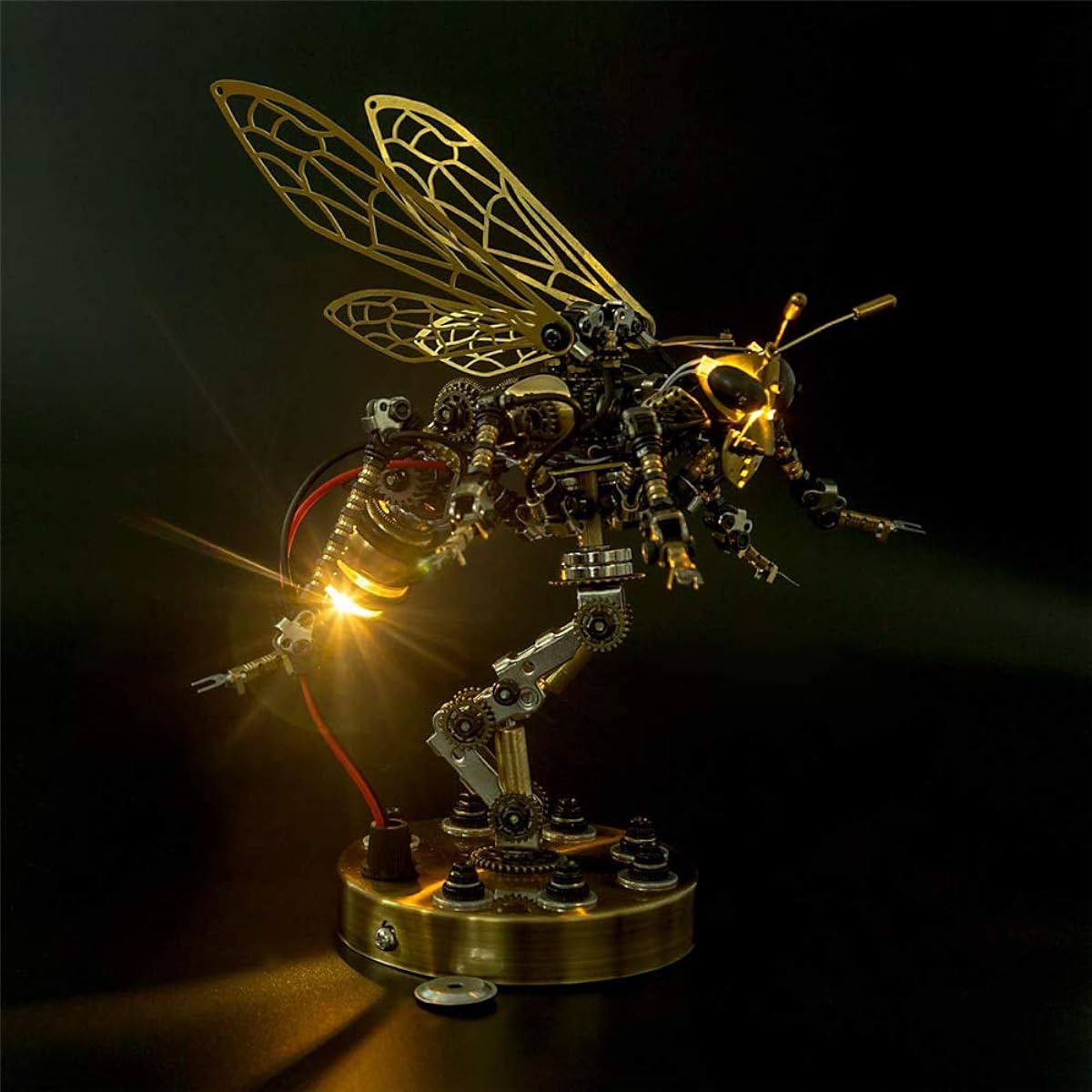 Puzzle 3D Metal Puzzle Model Bee Puzzle Set with Sound Control Light DIY 3D Metal Kits for Adults Kids Technology Toys Building Kits Mechanical Bee