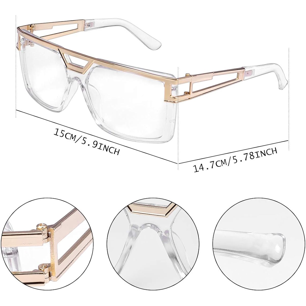 Lohoee 80s/90s Women's Hip Hop Costume Kit Gold Chain DJ Rapper Bucket Hat Glasses Bamboo Hoop Earrings Punk Hip Hop Rapper Costume Kit