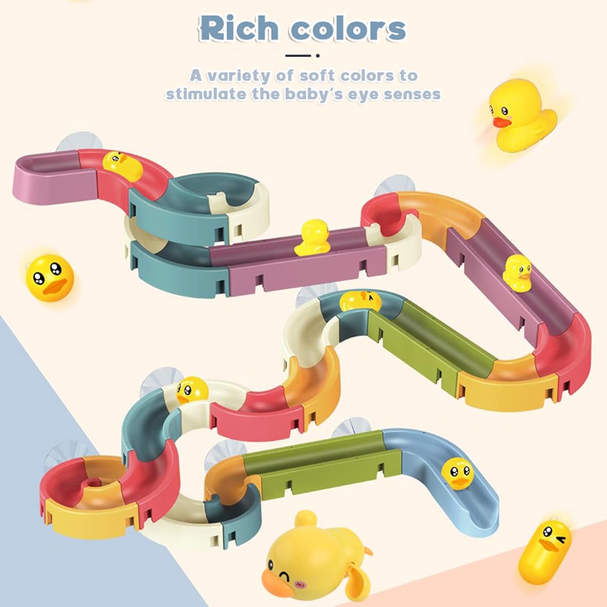 Noaideoi Bathtub Water Slide Toys for Toddlers 35pcs Duck Slide Bath Toys Water Ball Slide for Kids DIY Wall Bathtub Slide Track Toys for Boys Girls 3-6 Years Old Shower Set Gift Toys for Kids