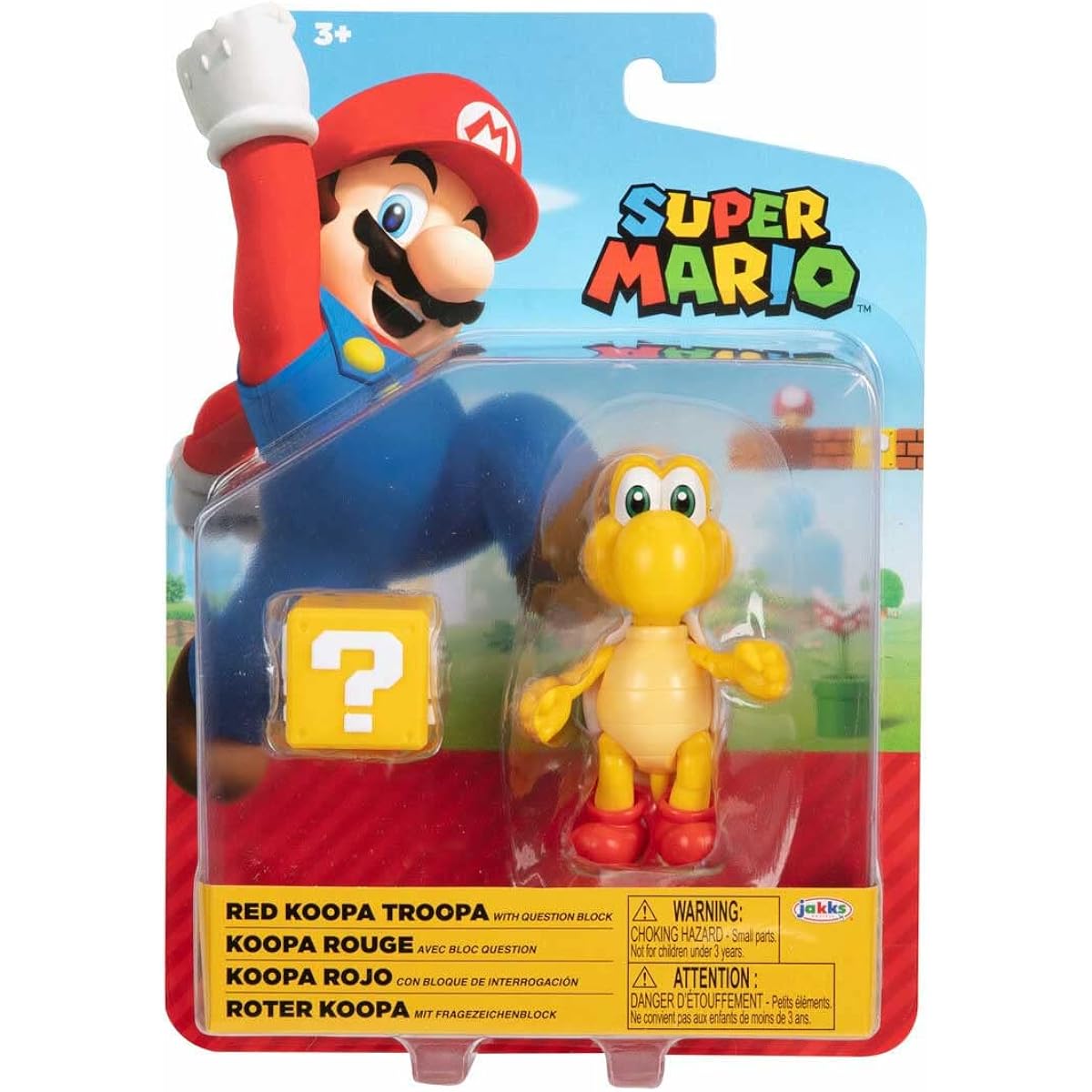 SUPER MARIO Collectible Red Parakoopa Tropa 4-Inch Posable Articulated Figure with Question Mark Accessory for Ages 3 and Up