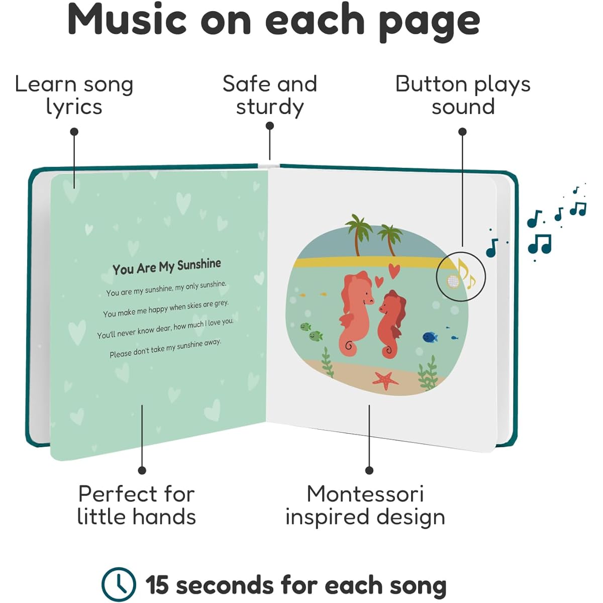 Cali's Books You are My Sunshine Nursery Rhymes - Interactive Sound Book for 1 Year Olds Perfect Musical Toy & Musical Book for 1-3 Year Olds Safe & Durable Book