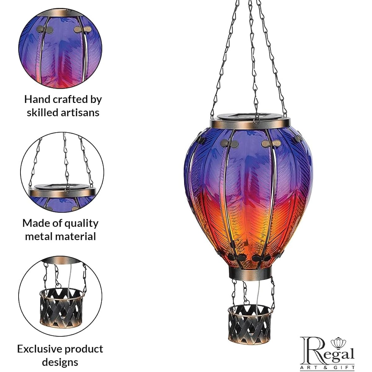 Regal's Hot Air Balloon Solar Lantern LG - Purple