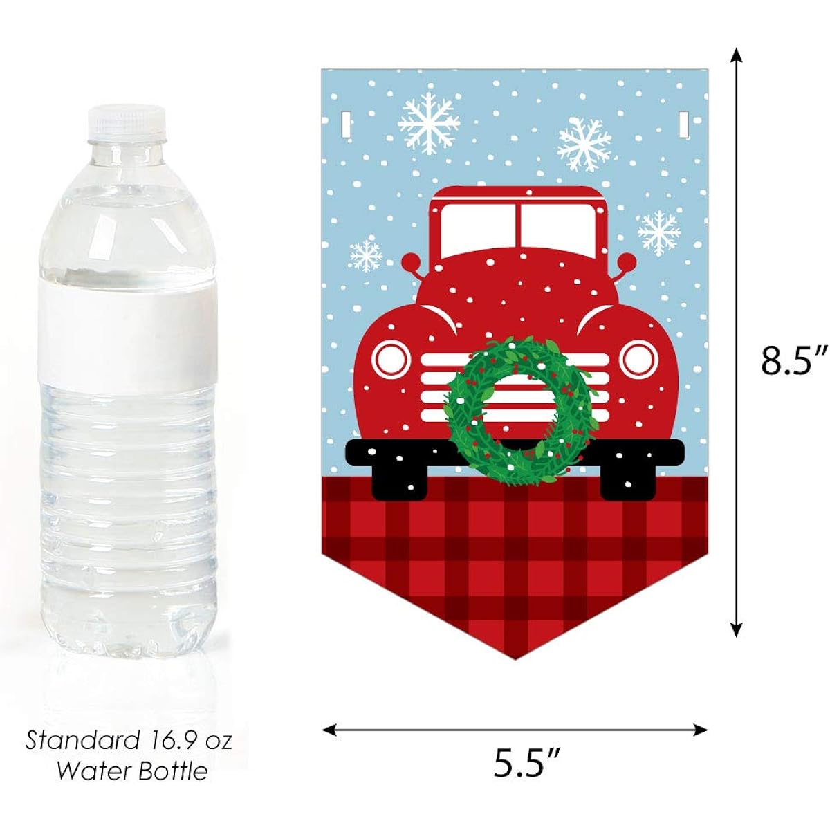 Big Dot of Happiness Merry Christmas Tree Red Truck Car Christmas Party Banner Party Decorations Merry Little Christmas