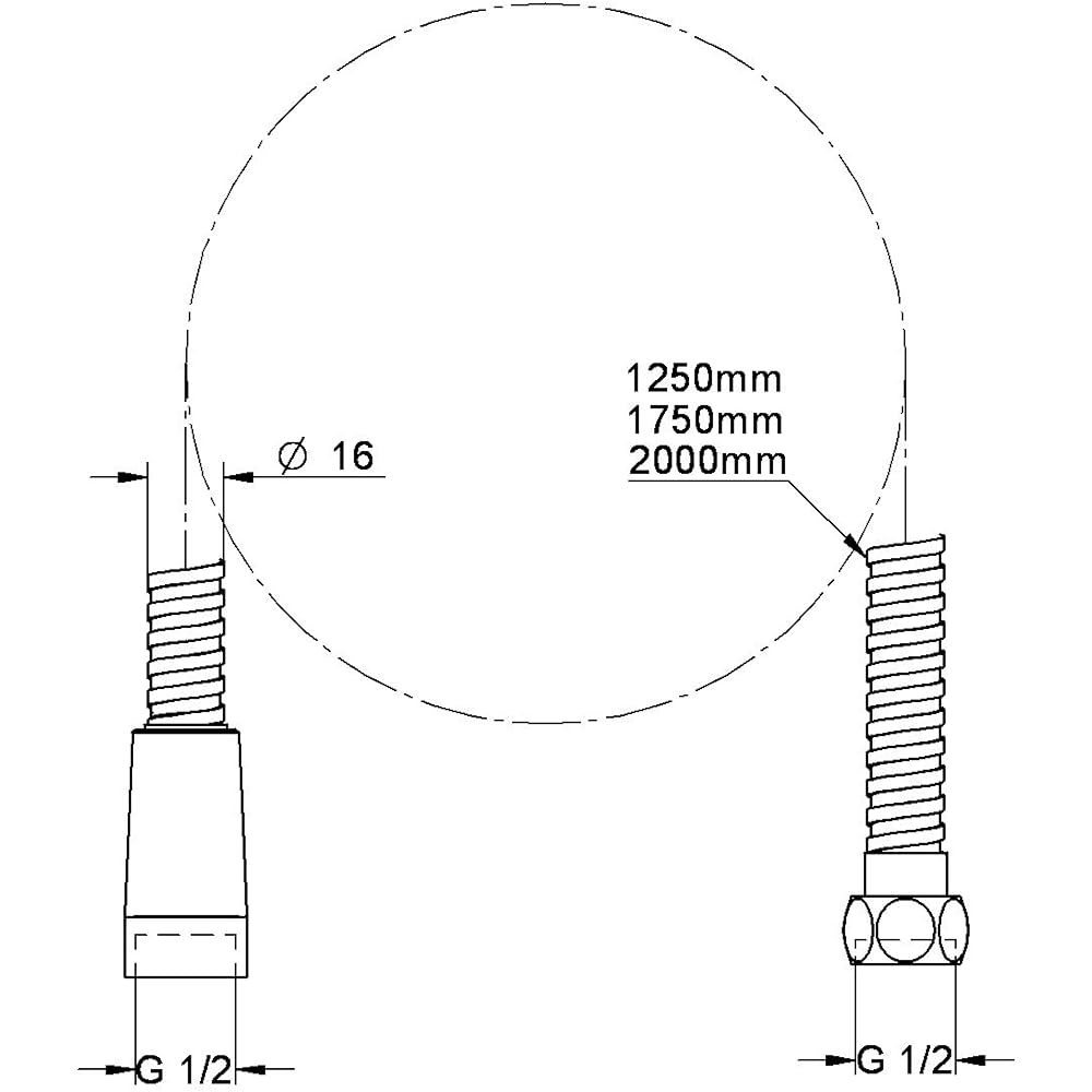 GROHE Metal Shower Hose 1/2 2000mm (Metal Exterior) 2814500J