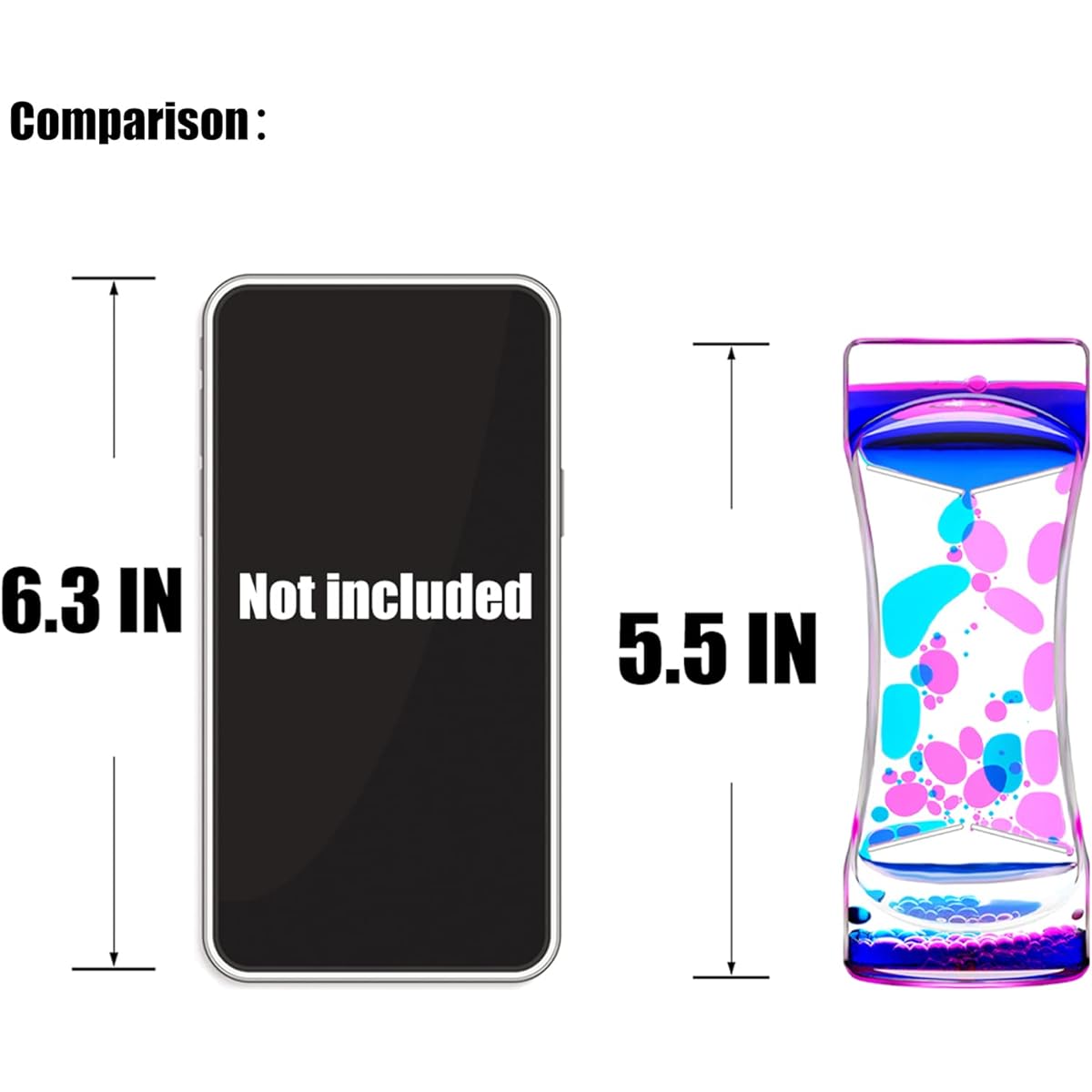 ABIQAQIBA Liquid Motion Bubbler Set of 6 Rainbow Colors Sensory Toy, Fidget Timer Liquid Toy for Home Office, Oil Drop Water Hourglass Desk Toy with Gift Box