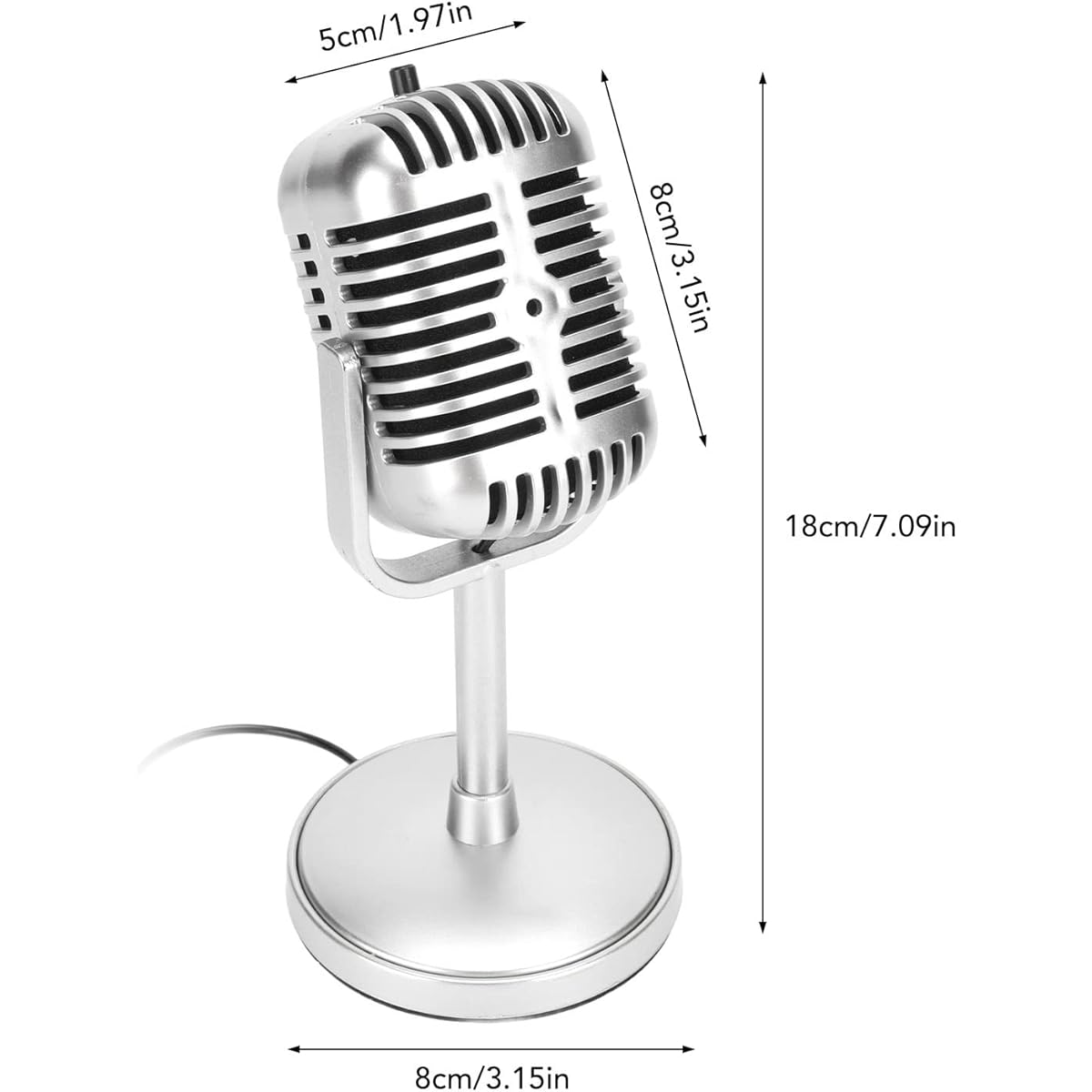 Classic Retro Dynamic Vocal Microphone Vintage Desktop Microphone Adjustable Angle Plug and Play Wired Retro Condenser Mic for Karaoke Stage