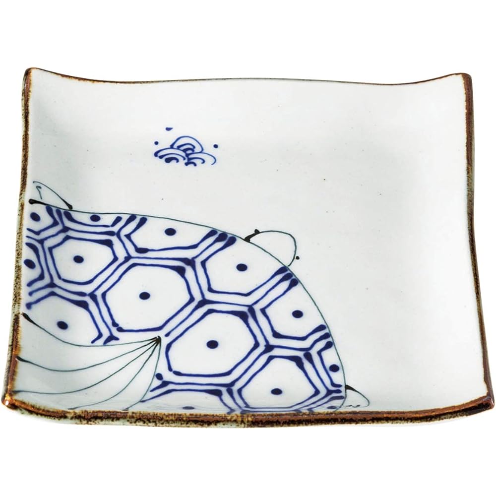 Saikai pottery, Hasami ware kotohogi square plate large crane 19785
