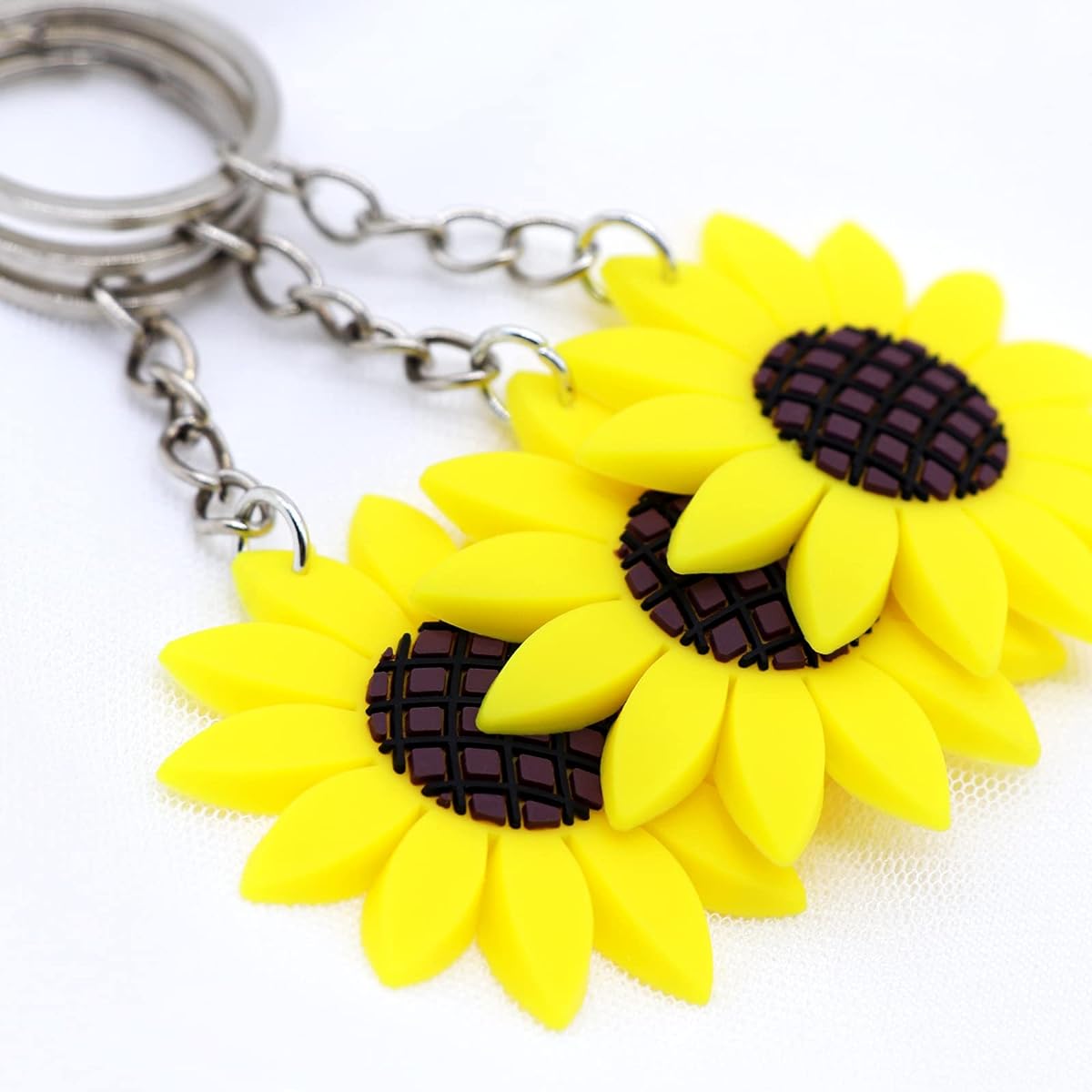 12 Pack Summer Sunflower Keychains Goodie Gifts Thank You Kraft Tags and White Gift Bags Kids Birthday Party Supplies