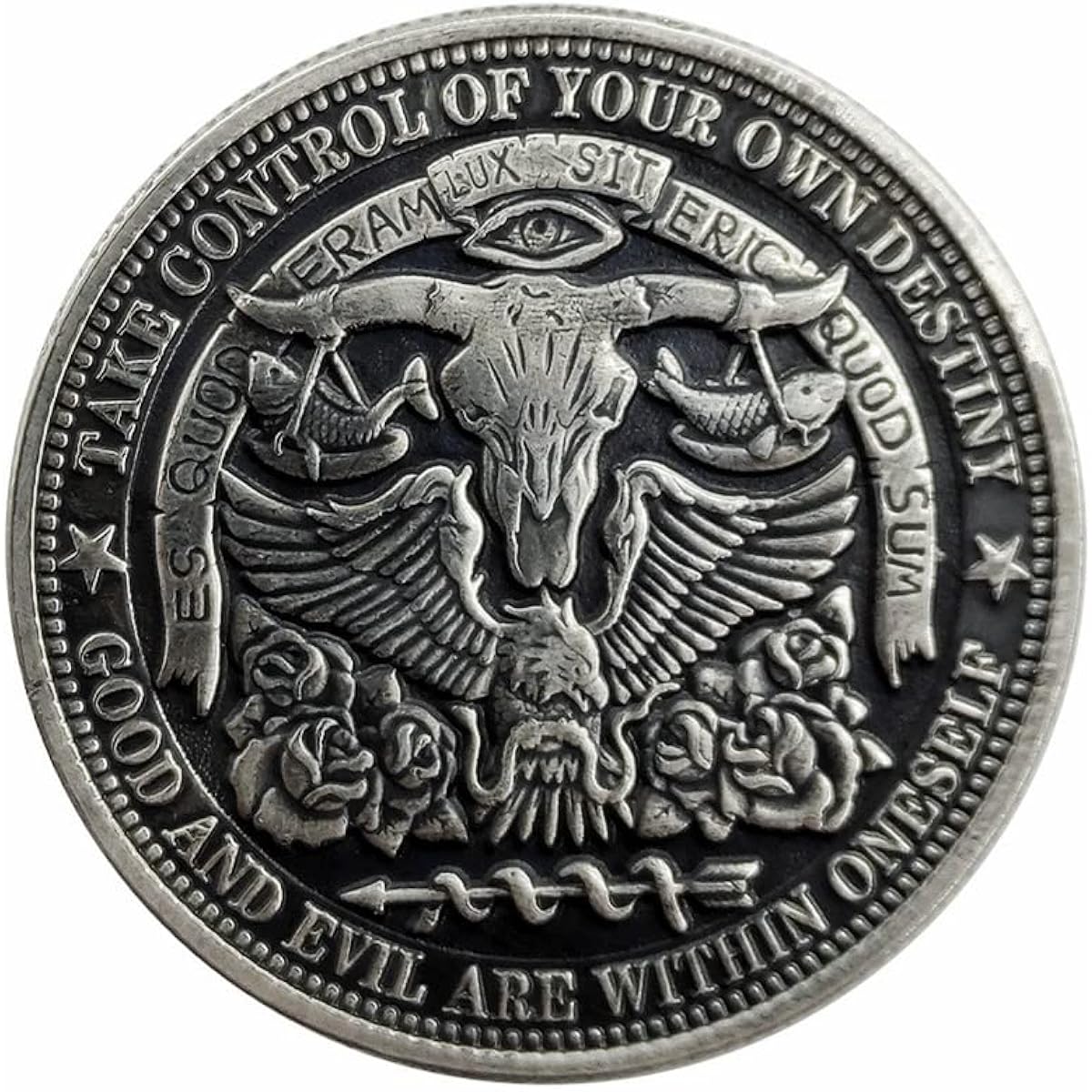hawkSpread Soulferry Grim Reaper Skull Ocean HOBO Nickel Antique Silver Plated Collectible Satan Series Challenge Coin